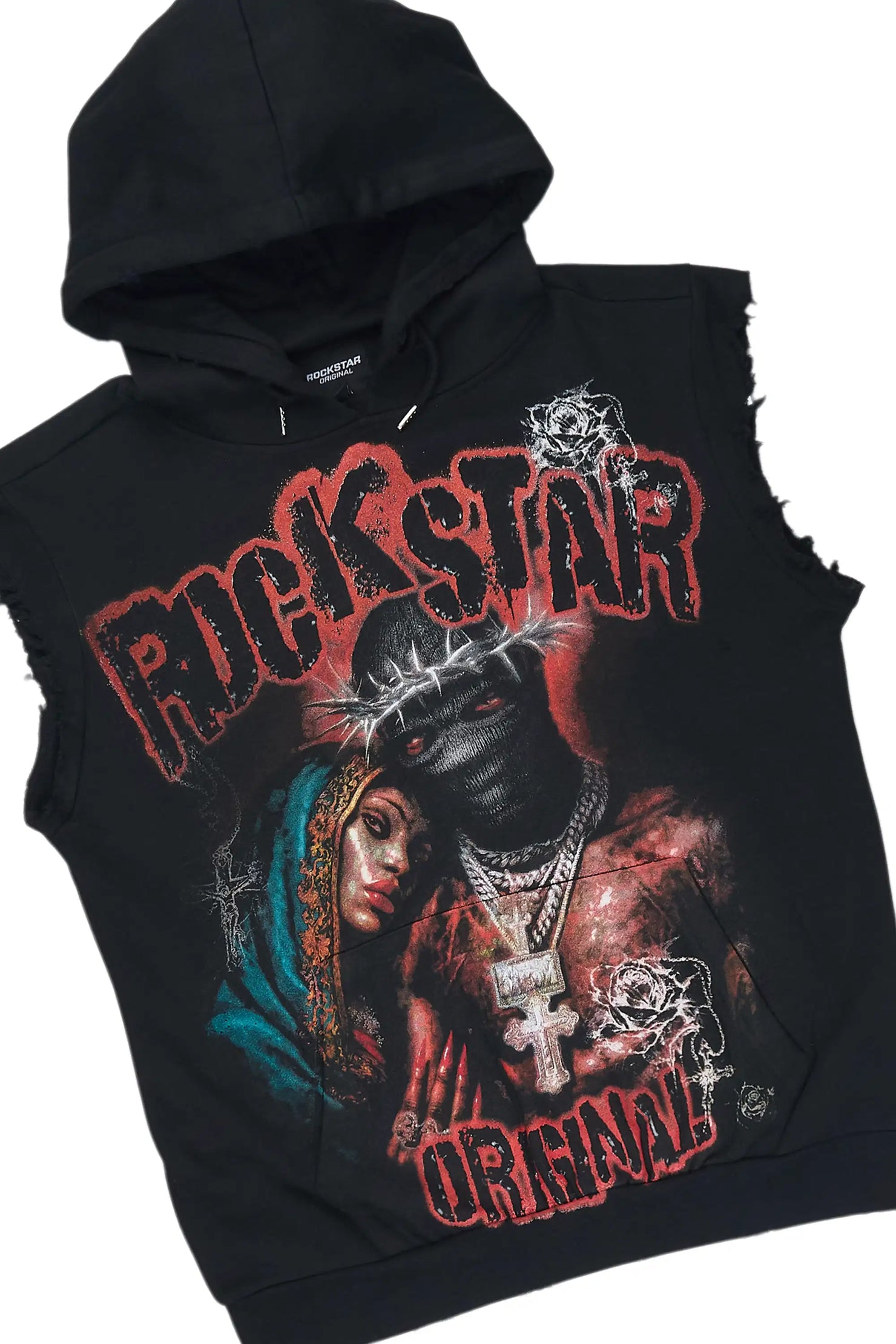 Vontae Black/Red Cut Sleeve Hoodie/Stacked Flare Track Set