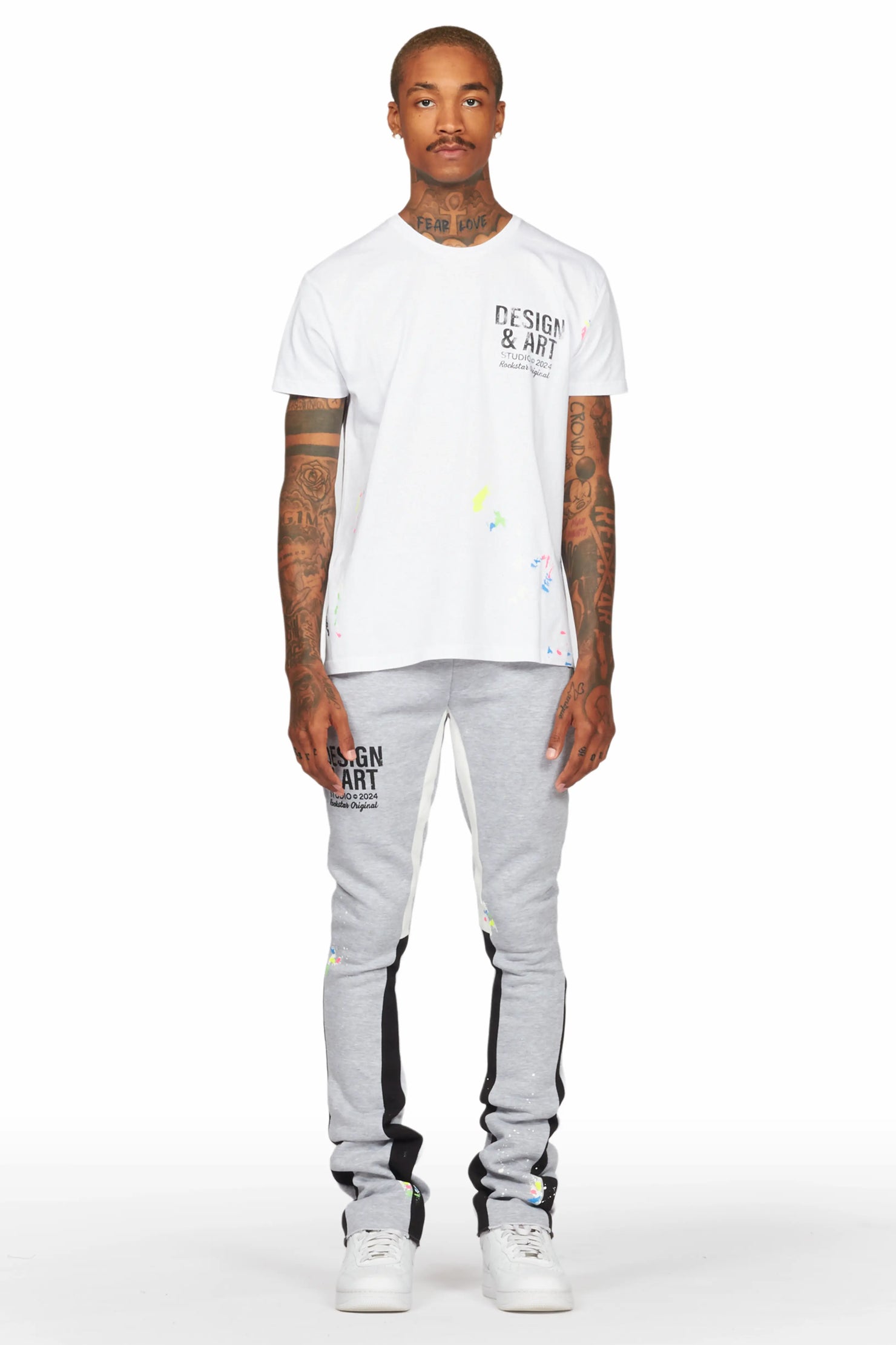 Mancha White/Grey T-Shirt Stacked Flare Track Set