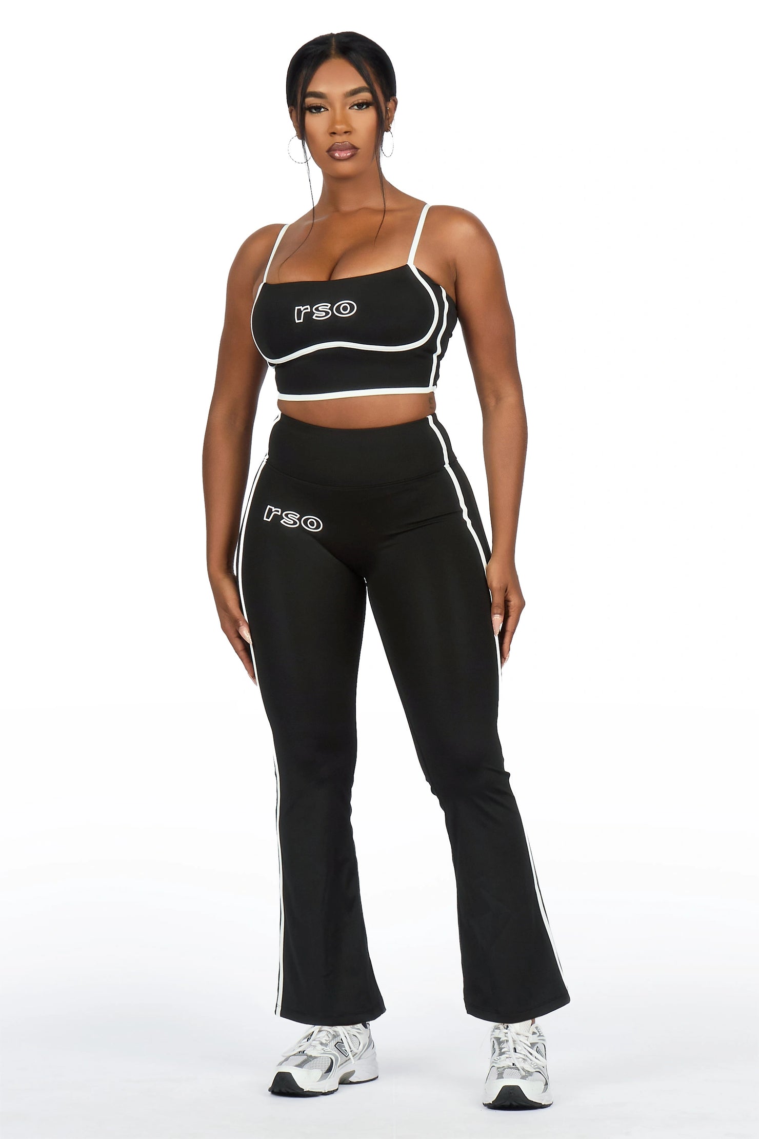 Karmen Black Tank Active Flare Pant Set