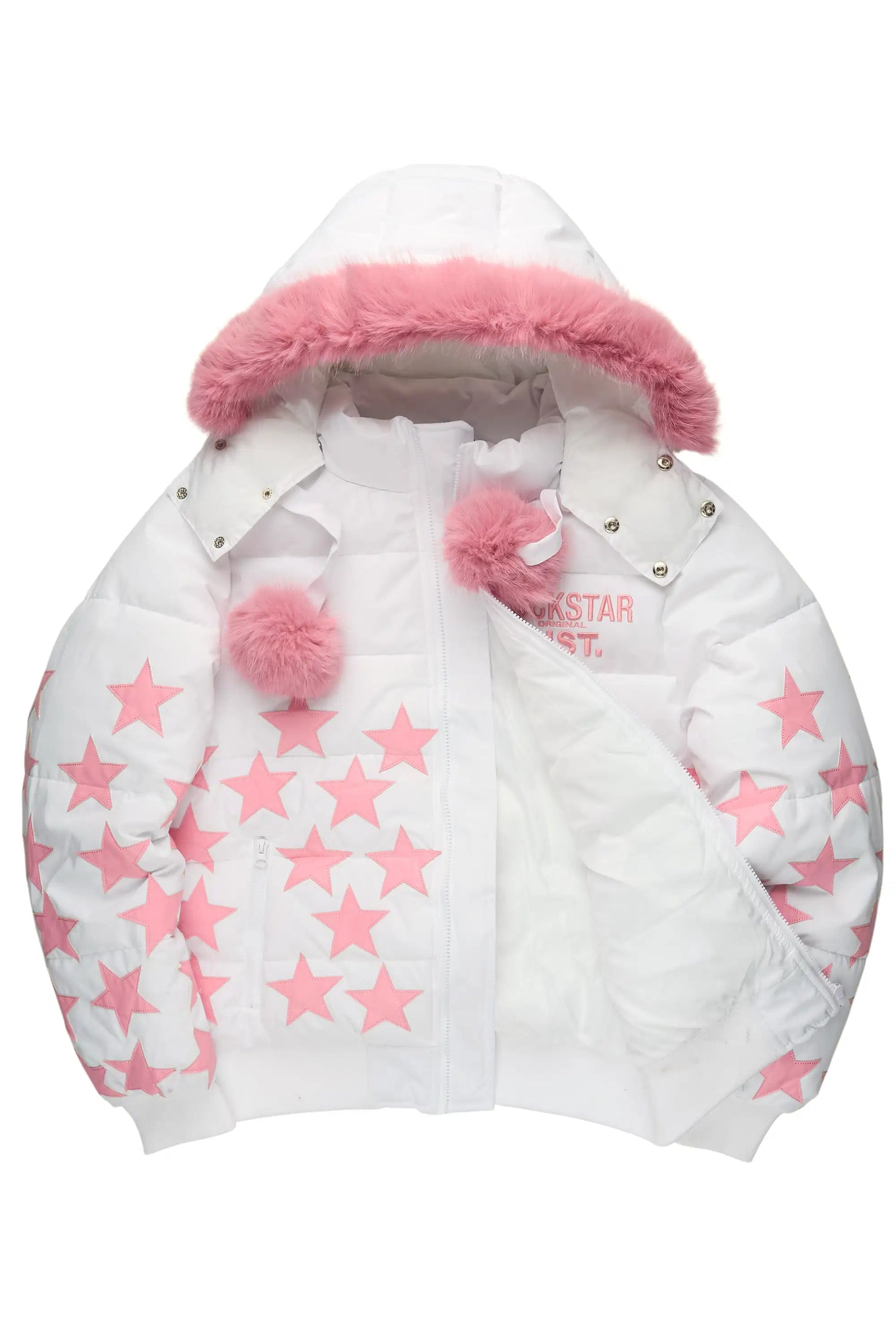 Starlena White Puffer Jacket With Fur Hood