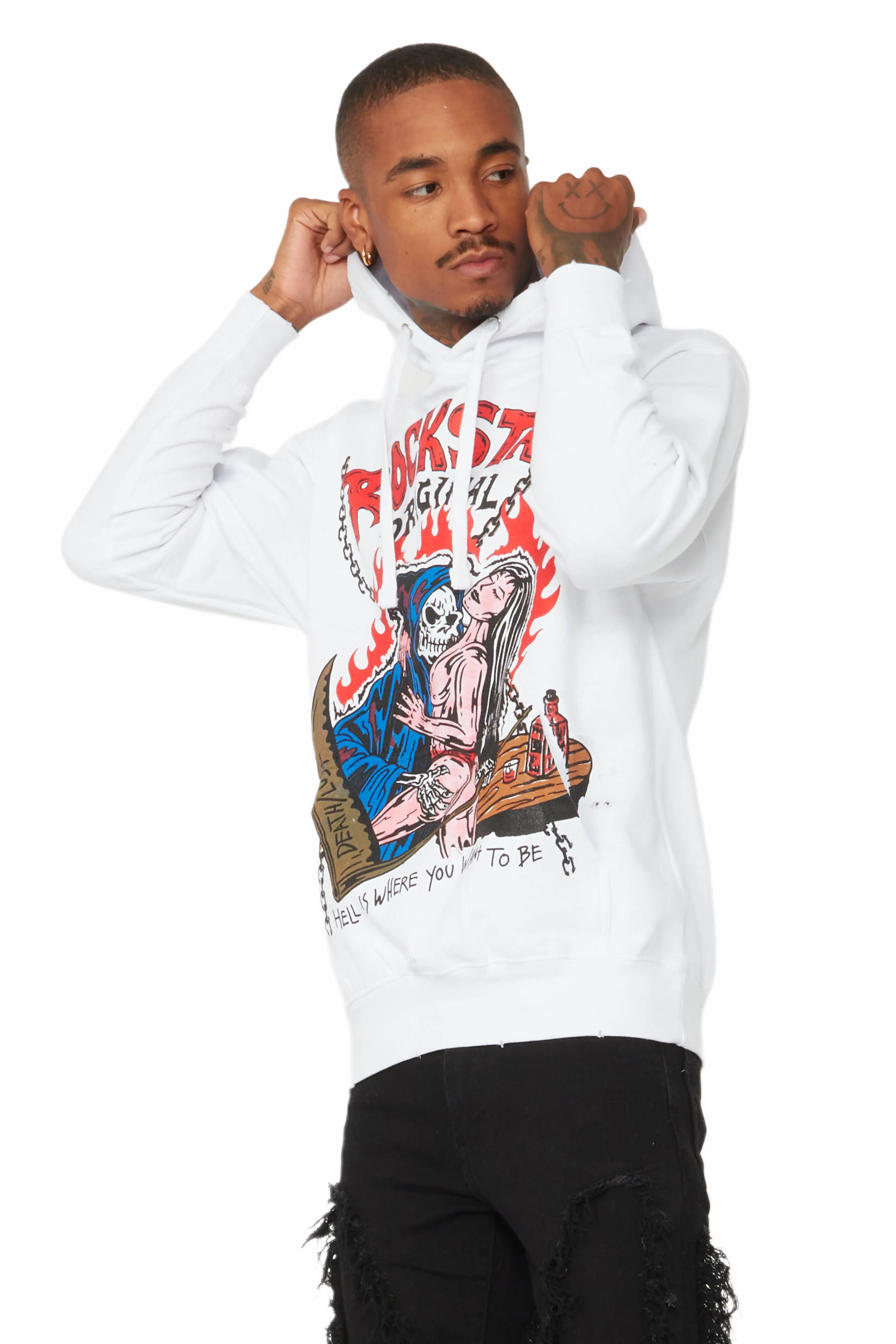 Vale White Graphic Hoodie