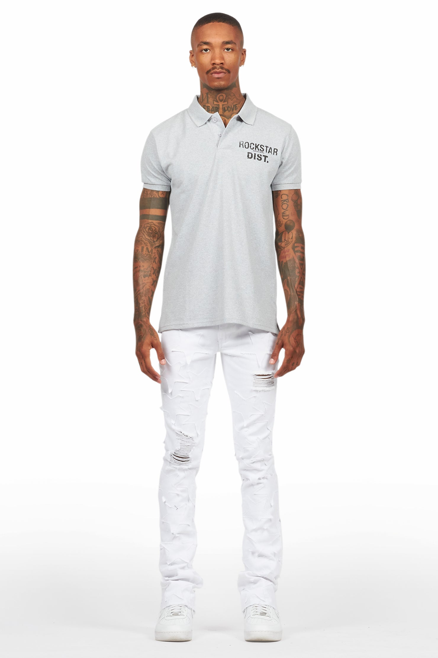 StarLane White Stacked Flare Jean