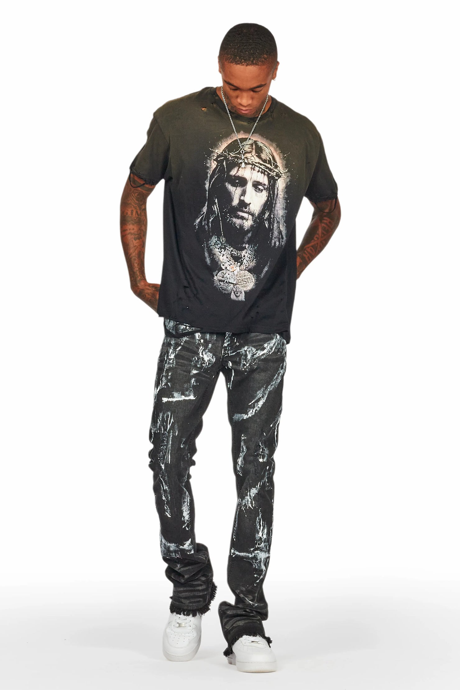 Macias Black Graphic Oversized T-Shirt