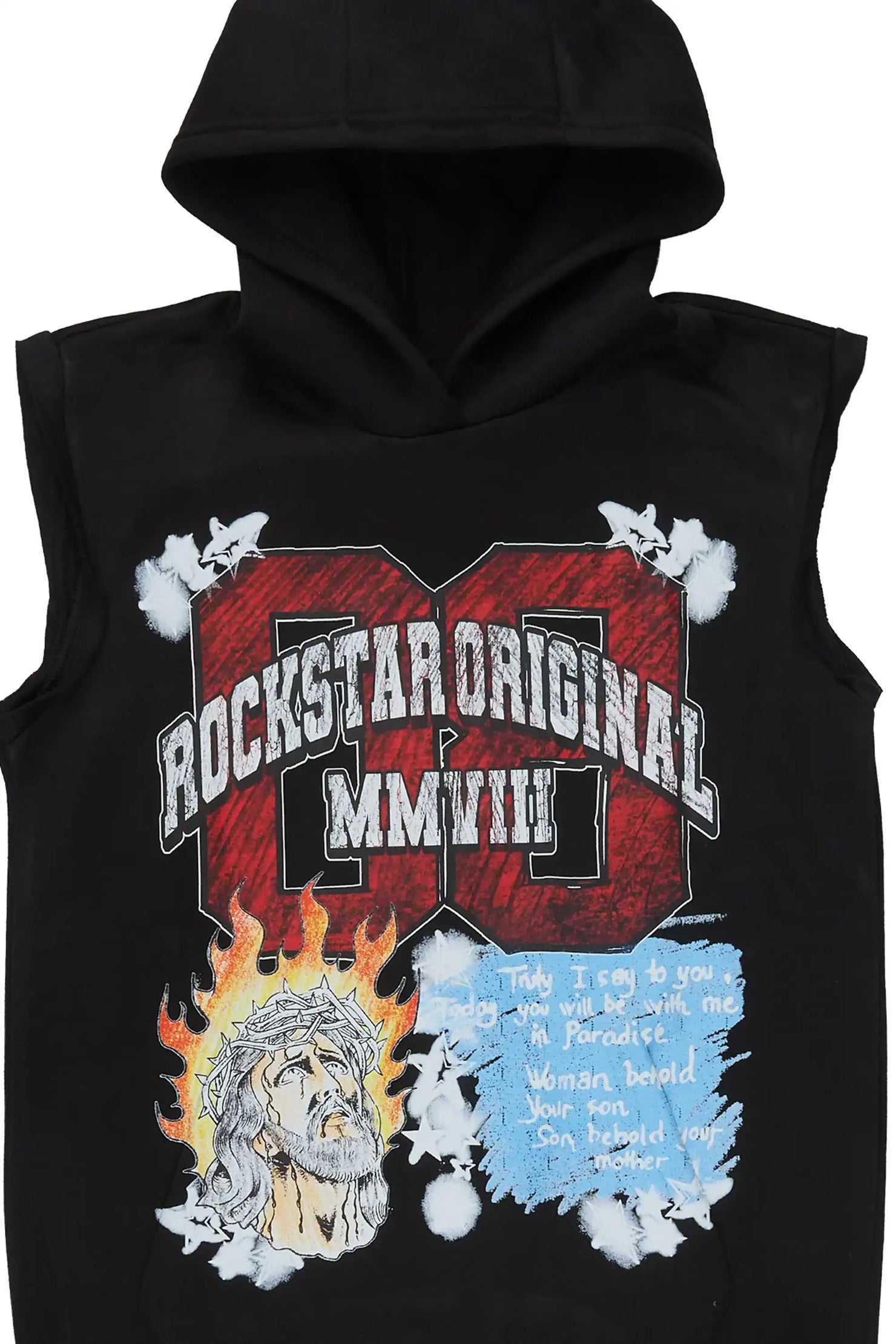 Boys Jesus Crayon Black Cut Sleeve Hoodie