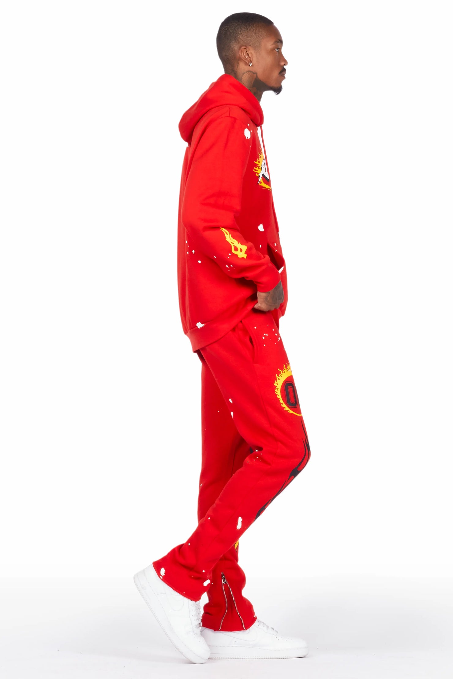 Draven Red Slim Fit Track Set