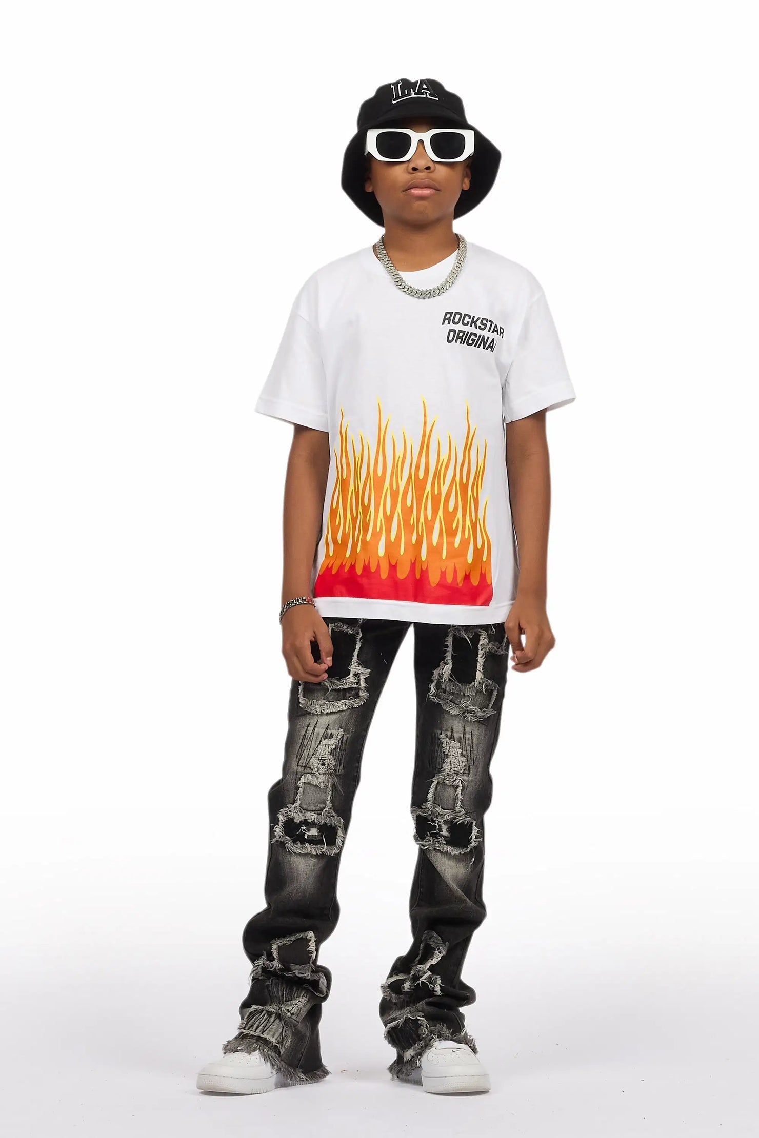 Boys Camden Grey Stacked Flare Jean