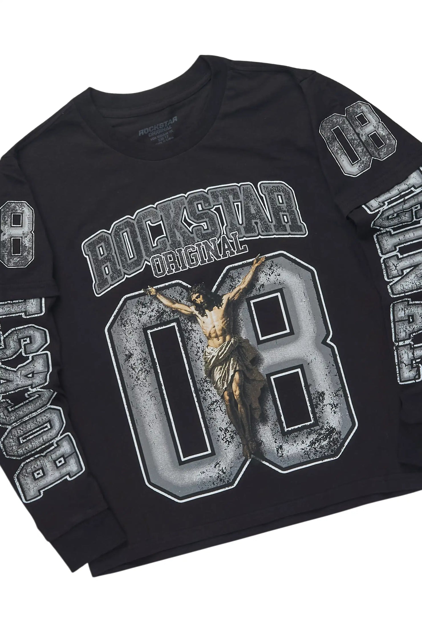 Boys Fields Black Double Layer L/S & Laban Tint Stacked Jean Set