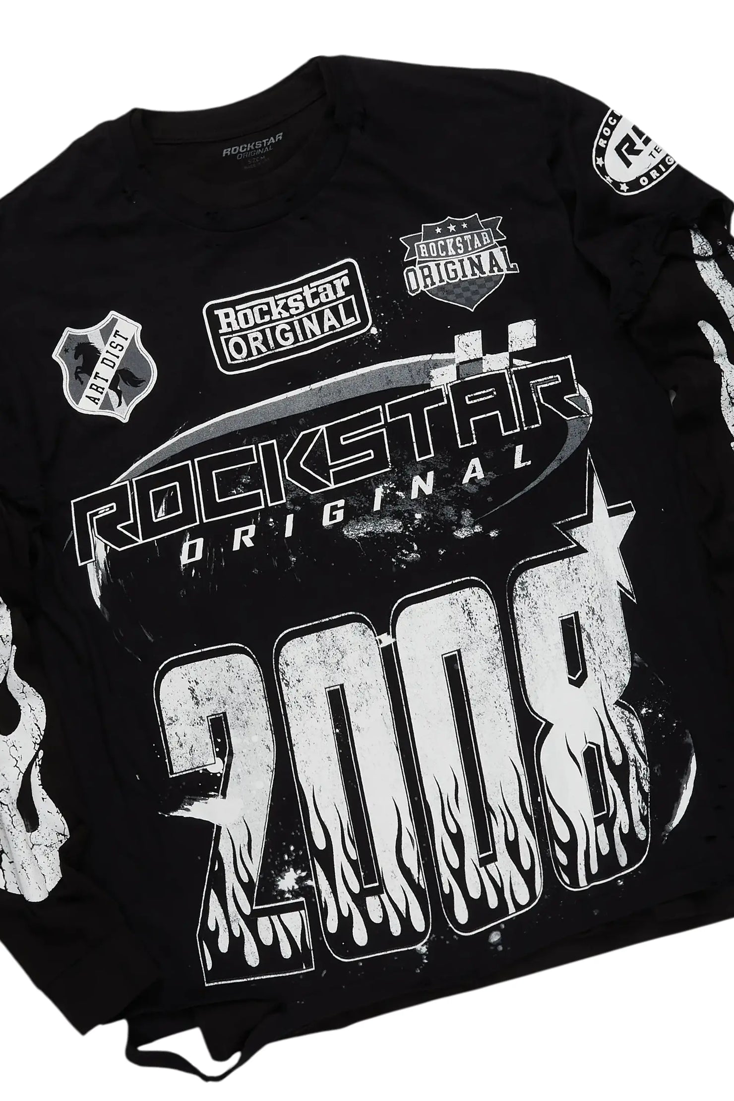 Amos Black Double Layer T-Shirt/Stacked Baggy Pant Set