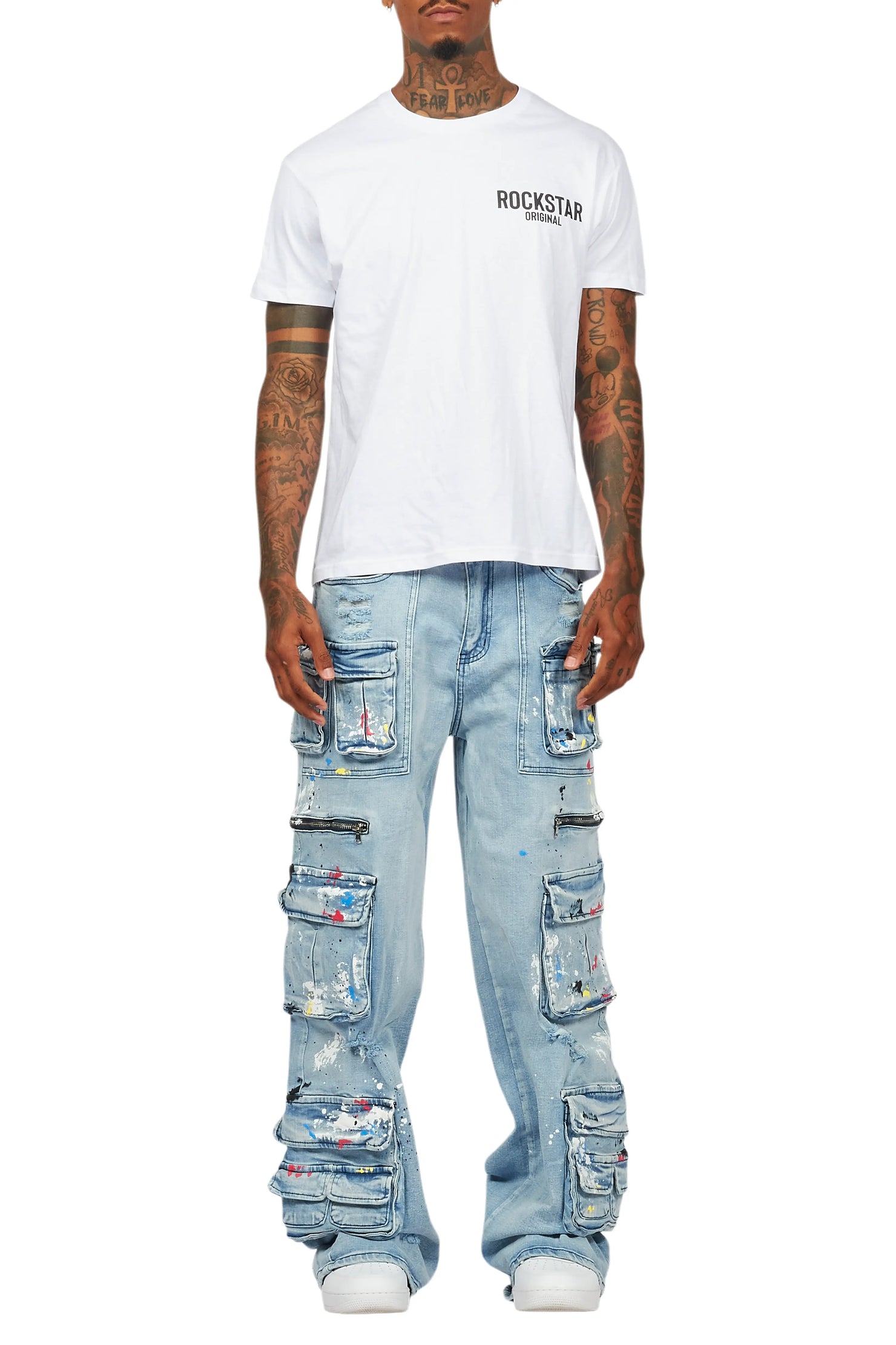 Valo Light Blue Painter Baggy Cargo Jean