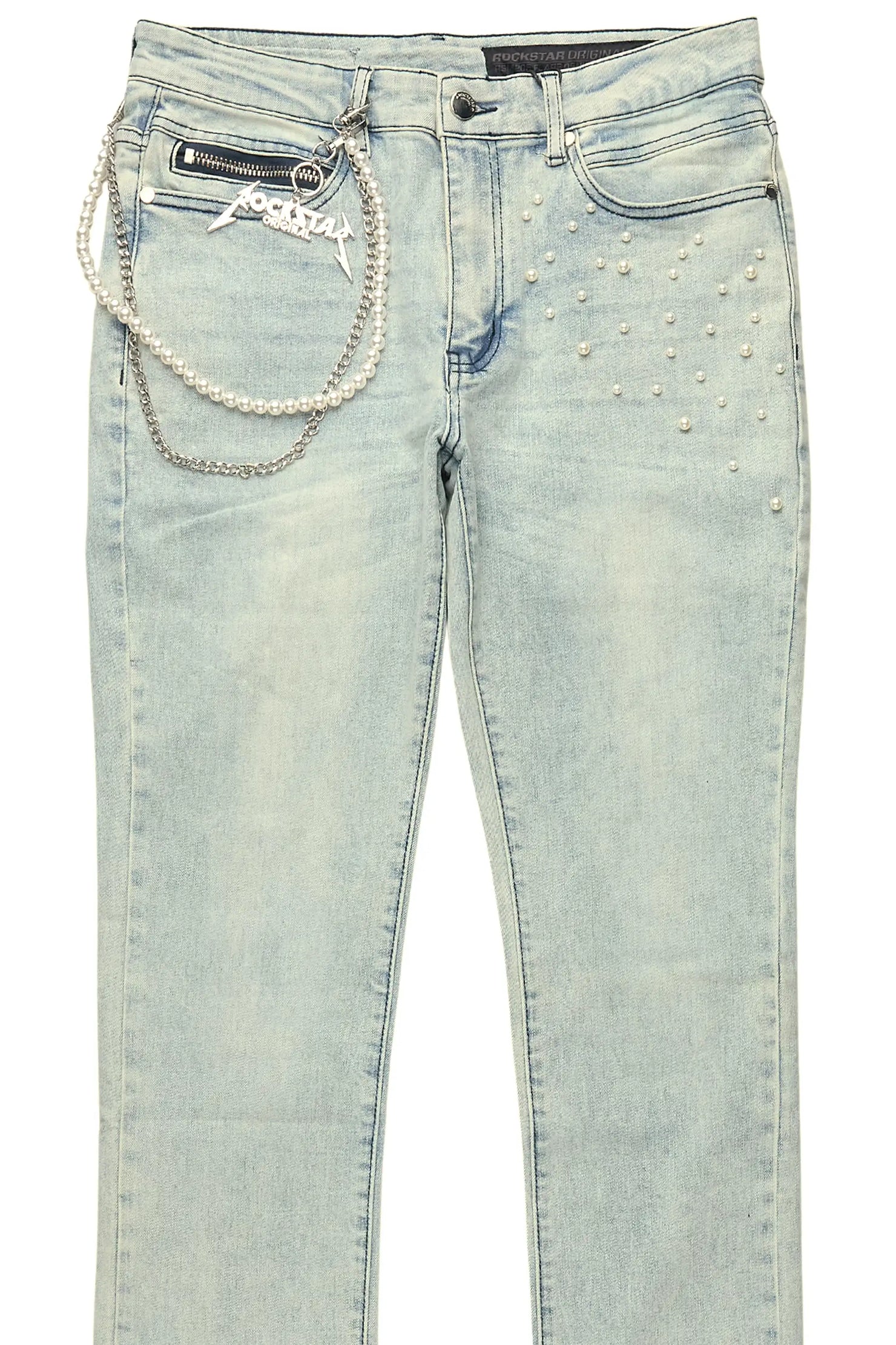 Zayvon Light Blue Stacked Flare Jean