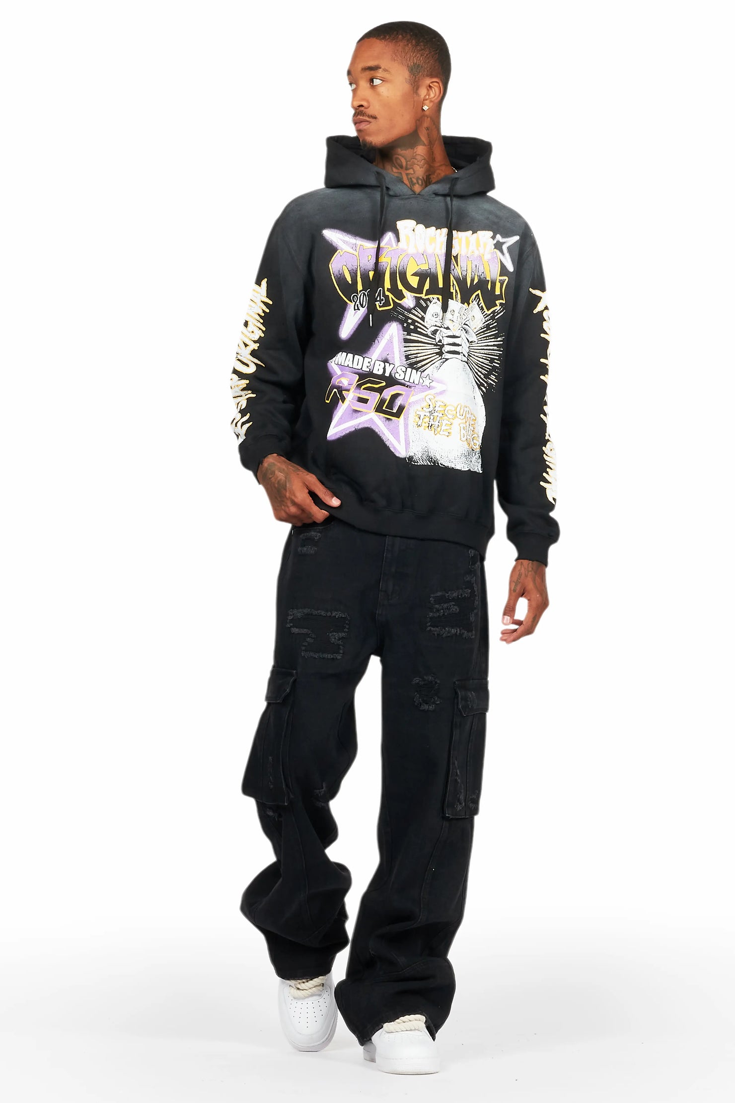 Nand Jet Black Baggy Cargo Jean