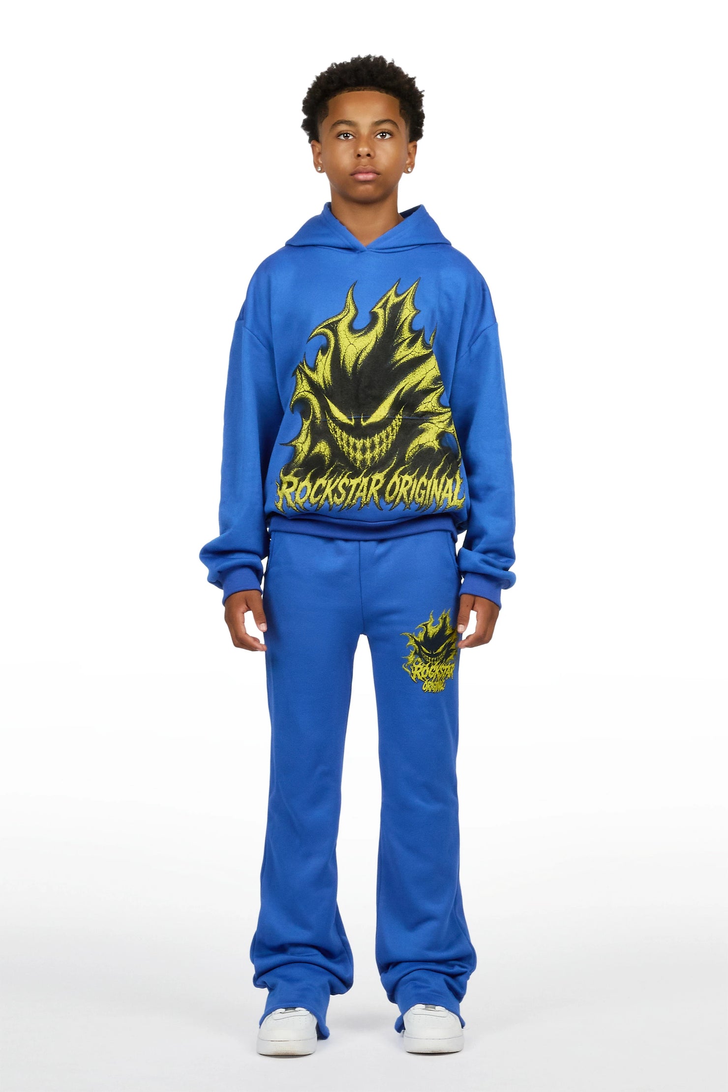 Boys Glaston Royal Blue Stacked Hoodie Track Set
