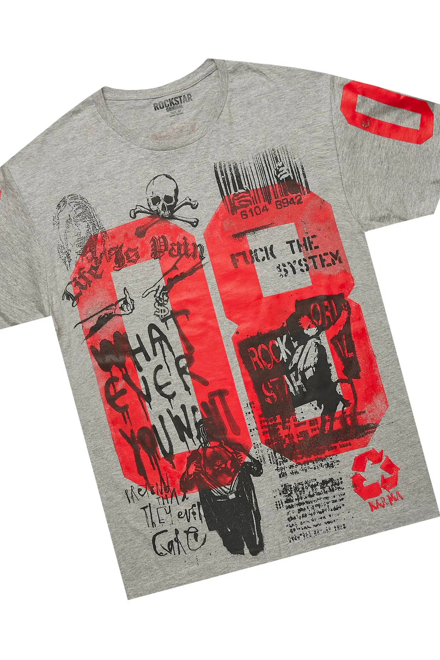 Grill Heather Grey/Red T-Shirt/Denim Short Set