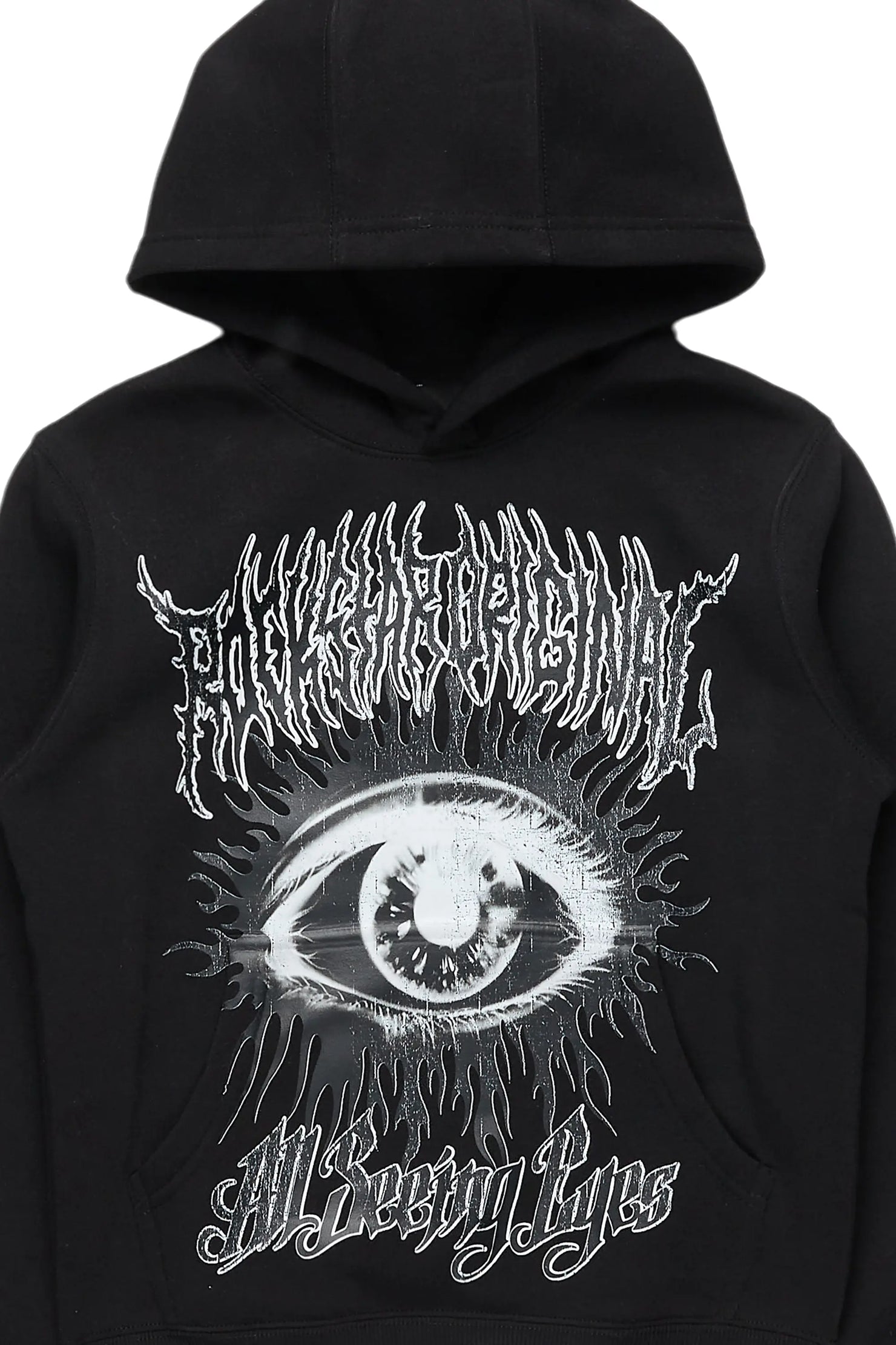 Boys All Eyes Black Graphic Hoodie