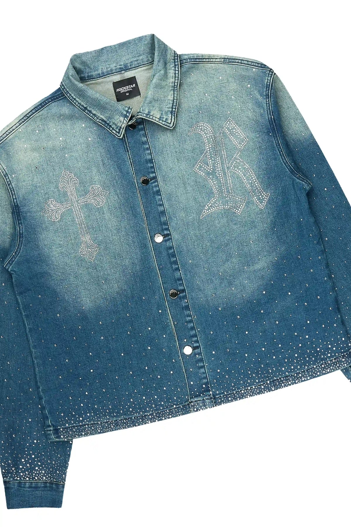 Clemente Blue Rhinestone Button Down Shirt/Jean Set