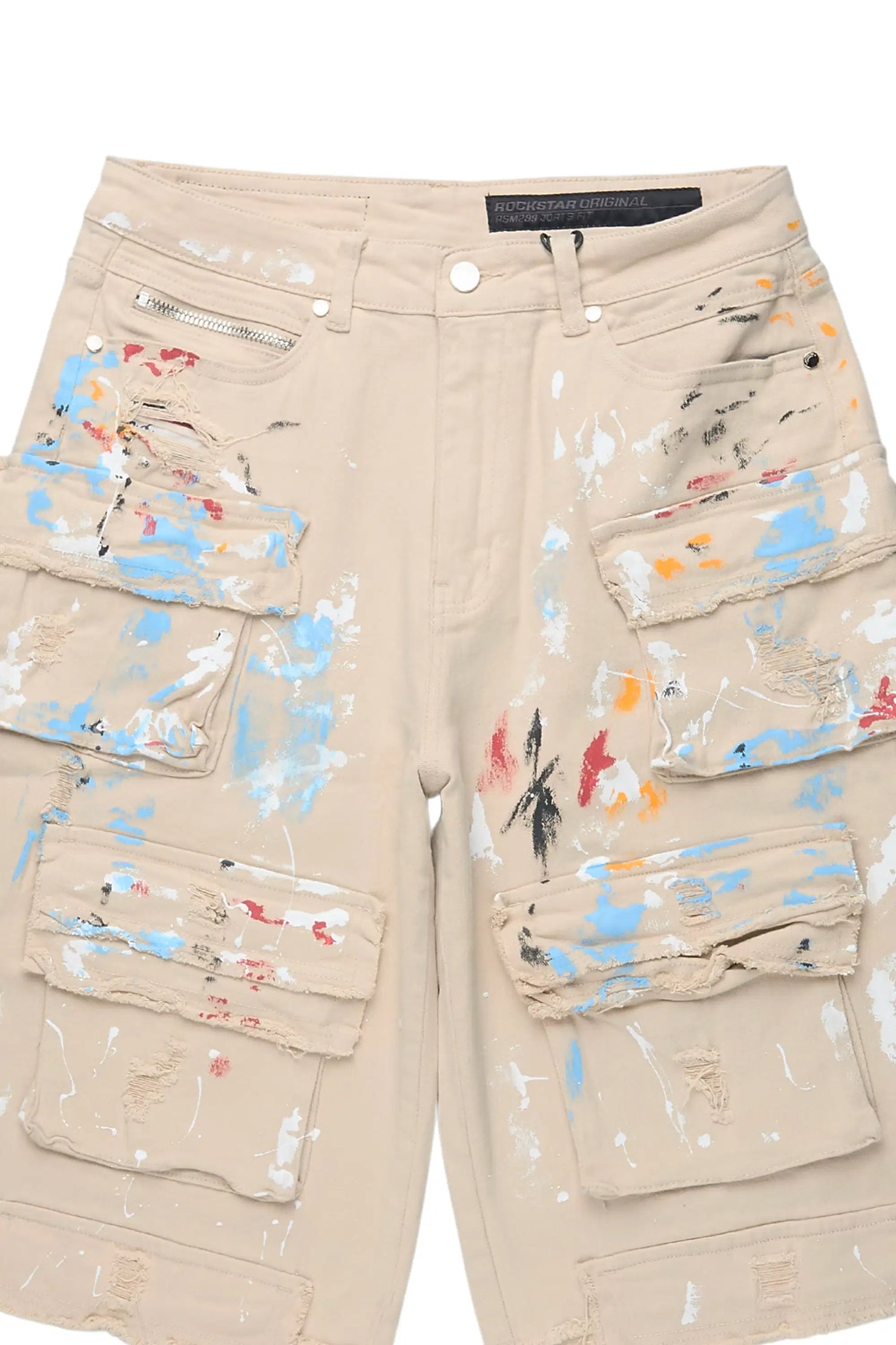 Orien Beige Painter Denim Short
