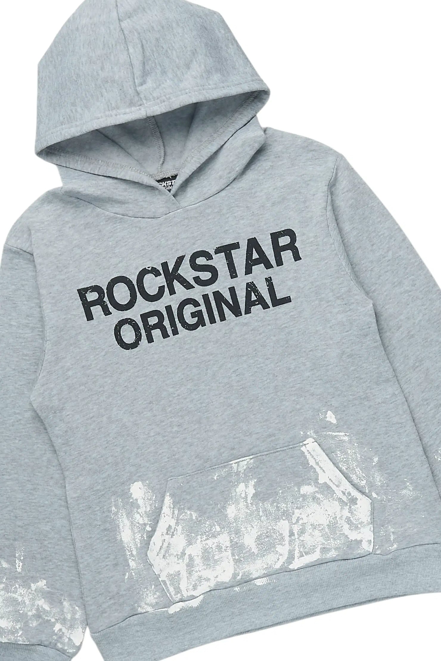 Boys Deniska Heather Grey/Black Hoodie Track Pant Set