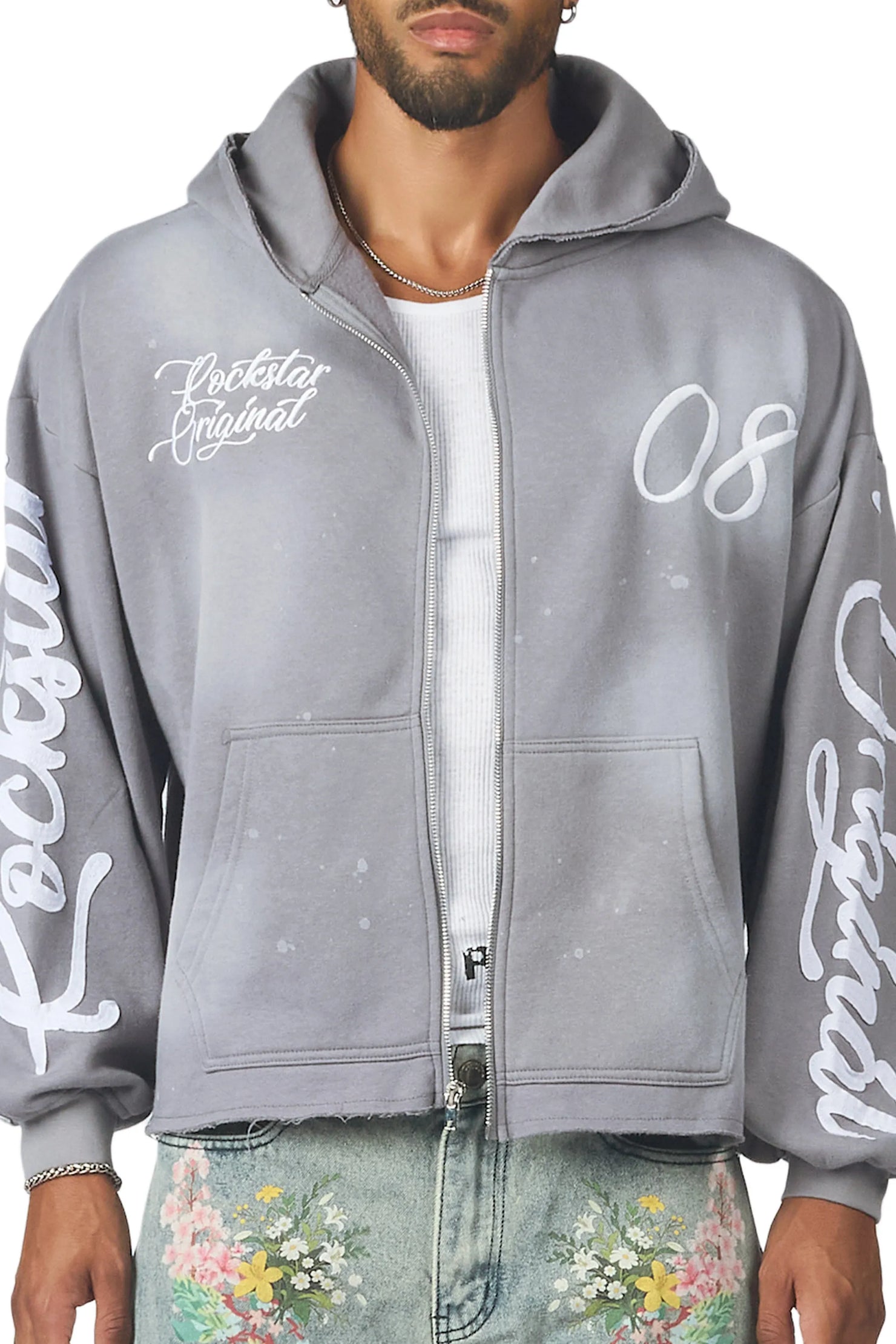 Hanif Vintage Grey Zip Up Hoodie