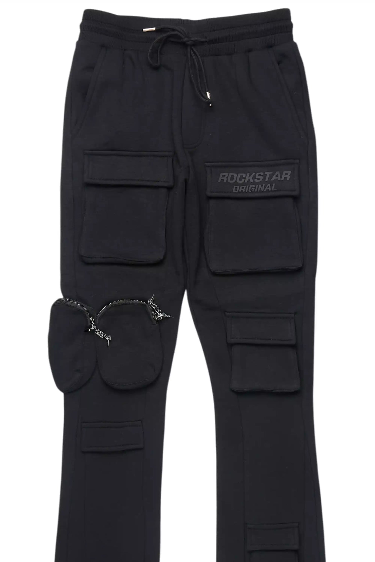 Noriko Black/Black Stacked Flare Track Pant