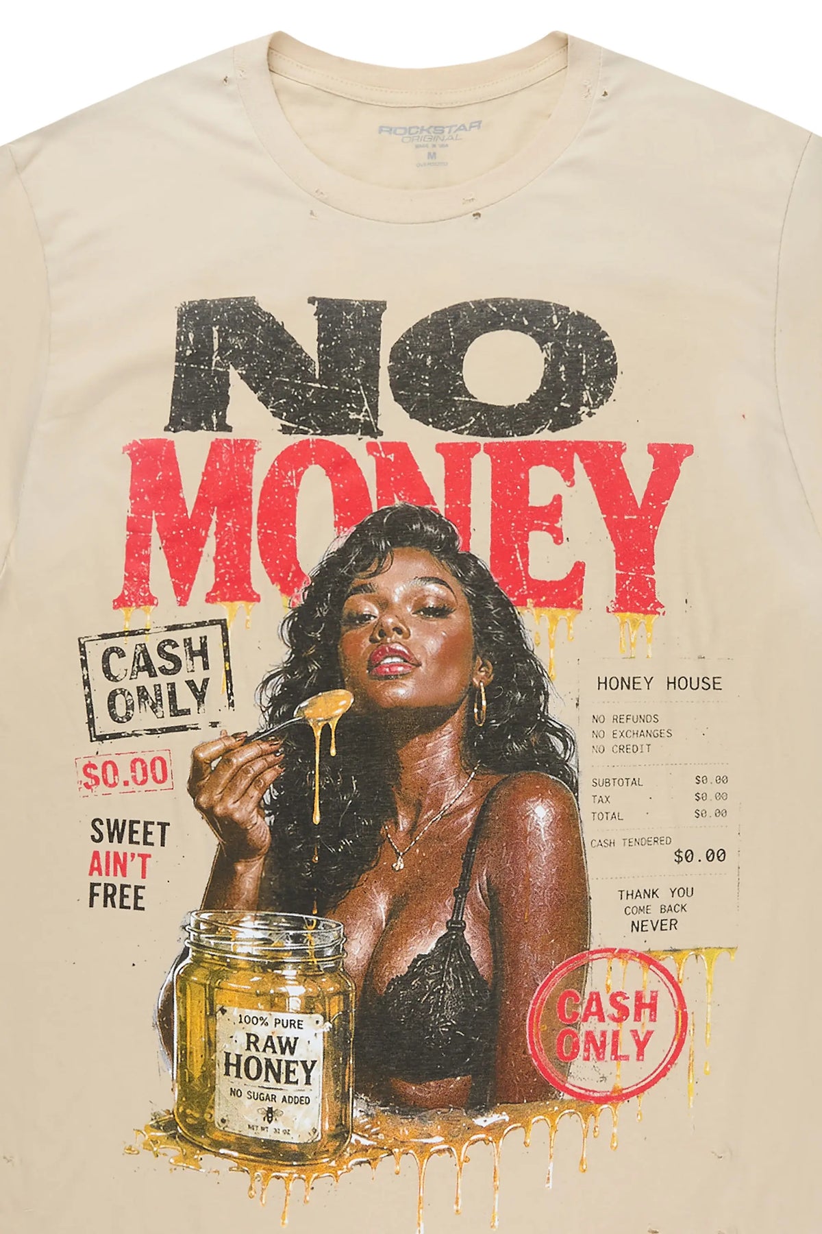 Romyx Beige Oversized Graphic T-Shirt