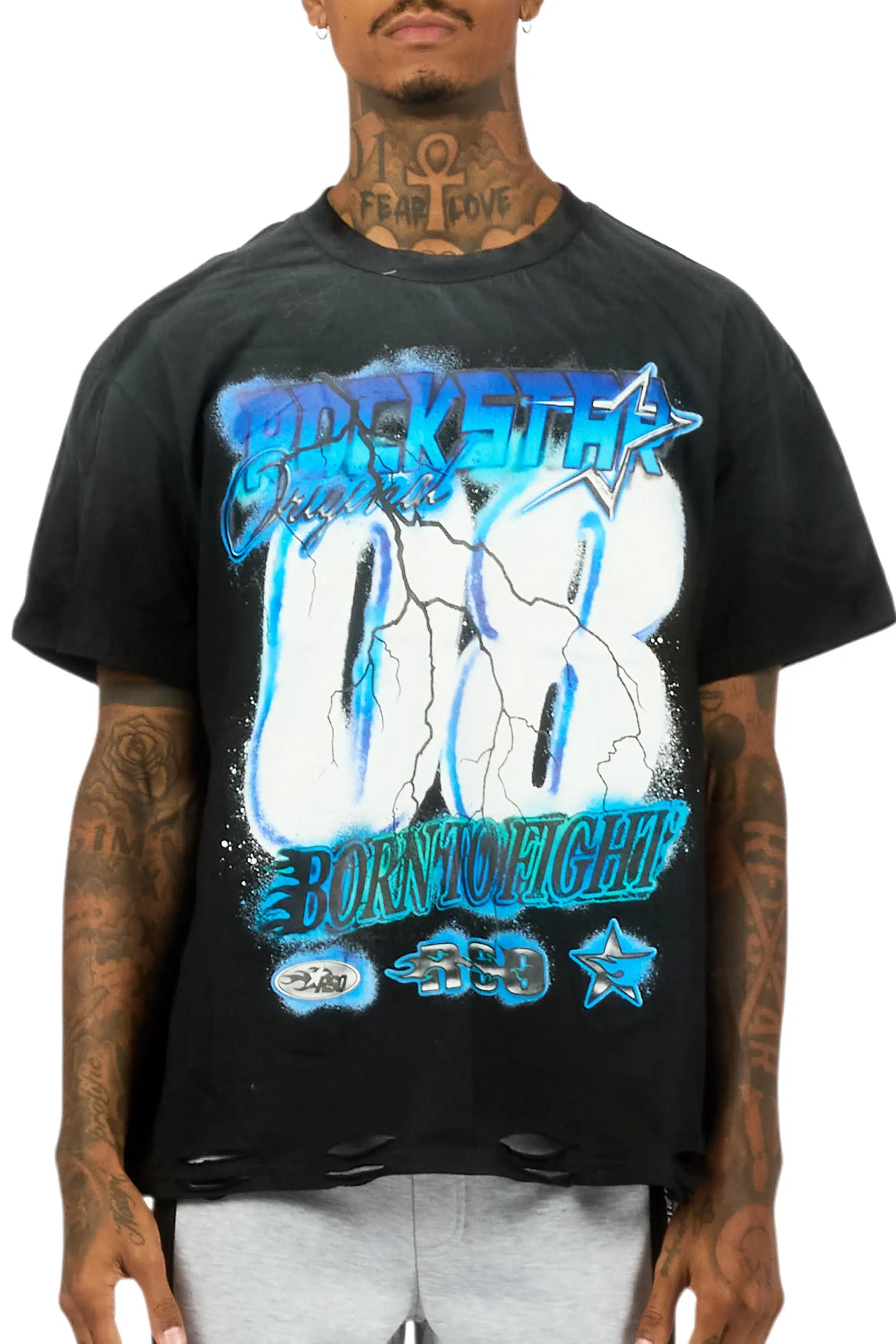 Vaelox Black Oversized Graphic T-Shirt