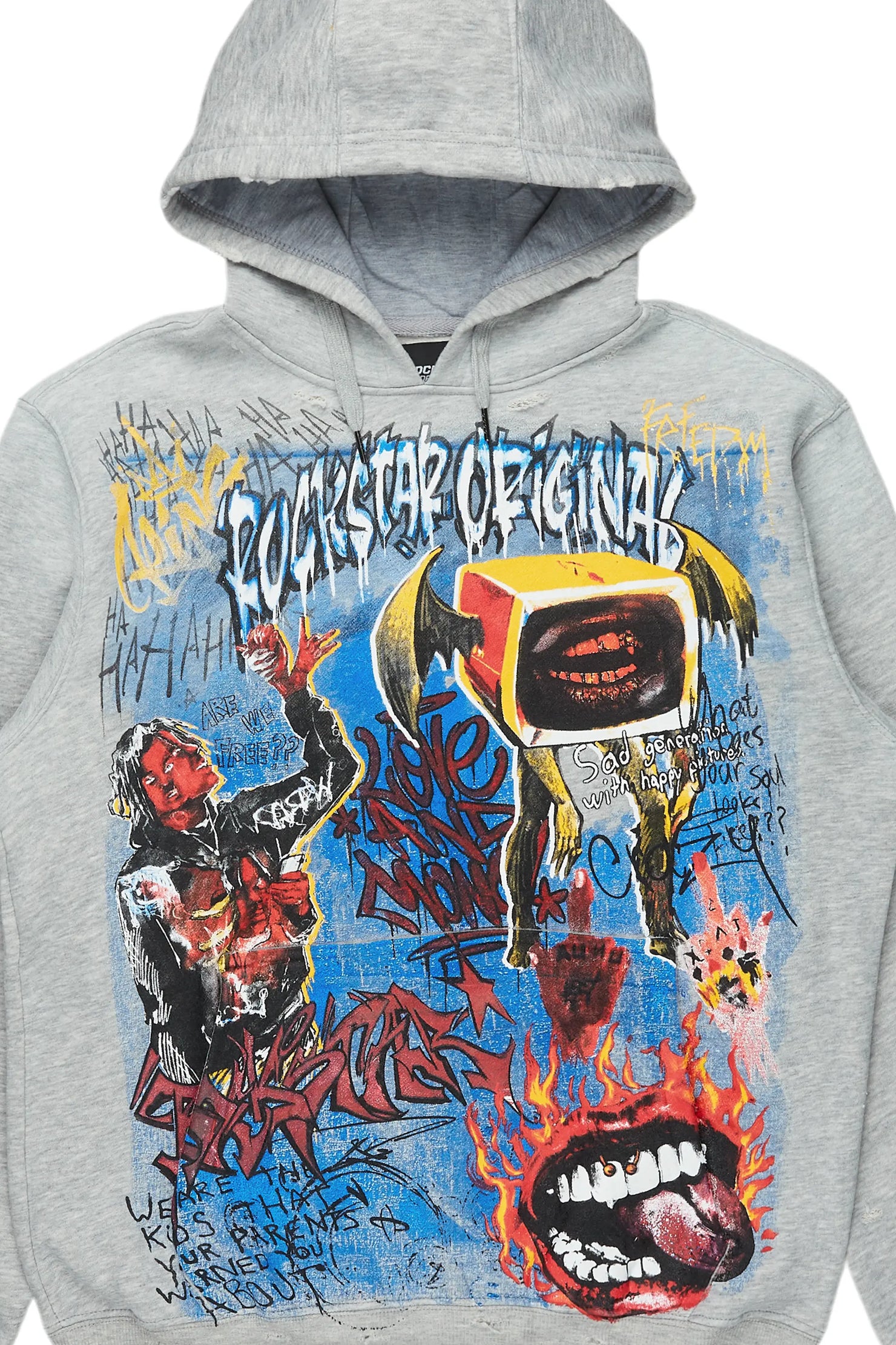 Yooz Heather Grey Graphic Hoodie