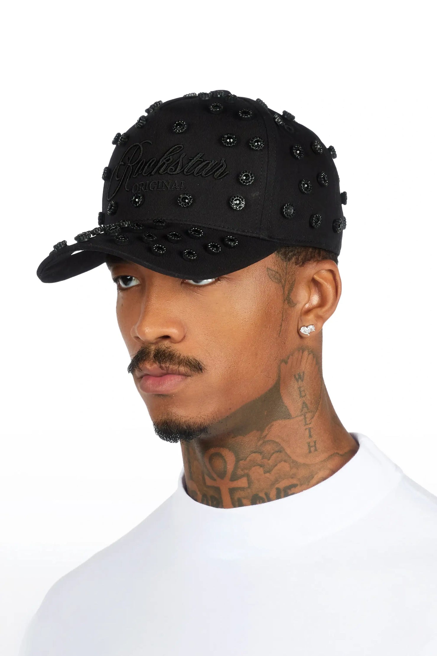 Roma Black/Black Rhinestone Trucker Hat