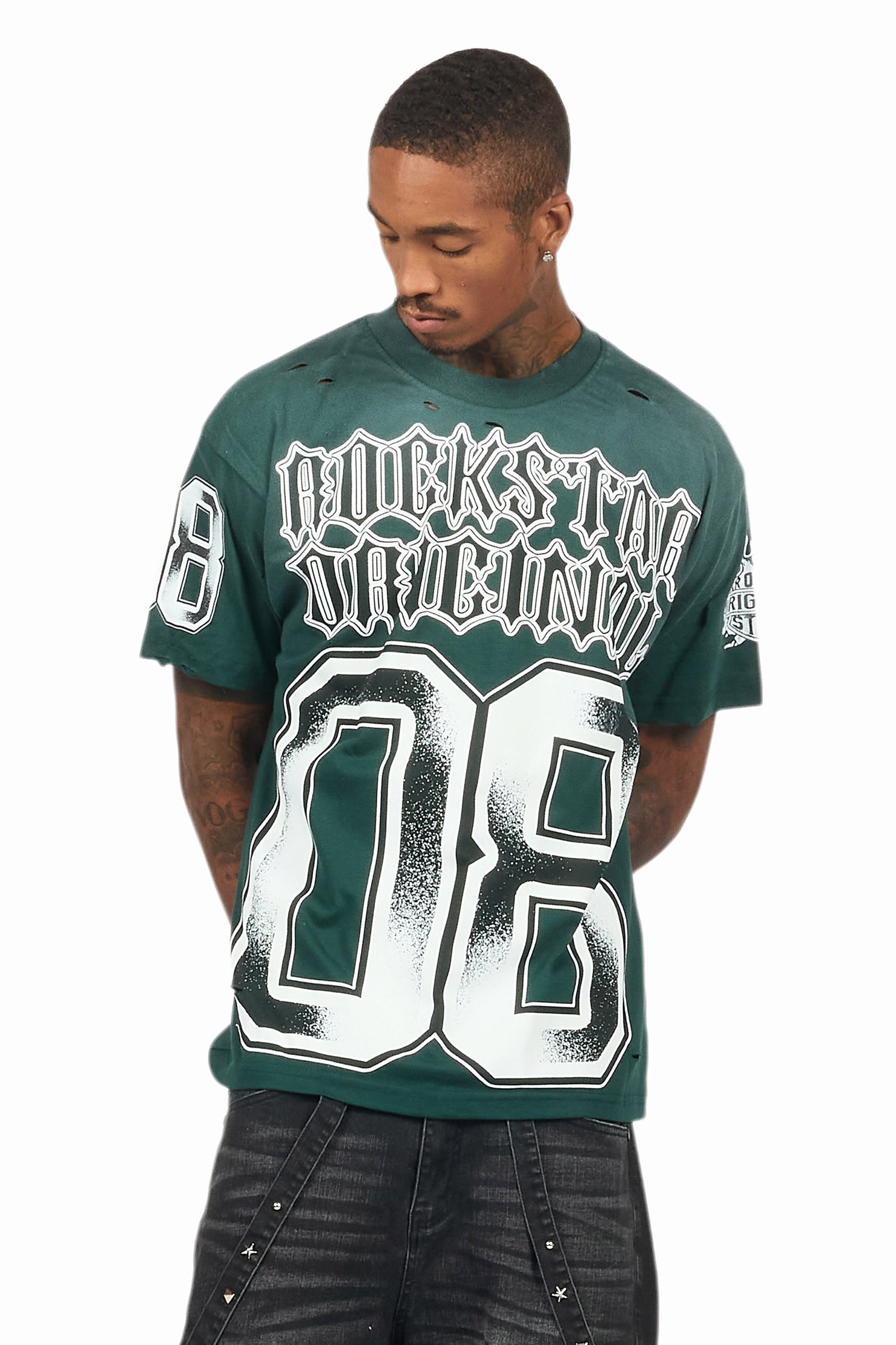 Alim Dark Green Oversized Graphic T-Shirt