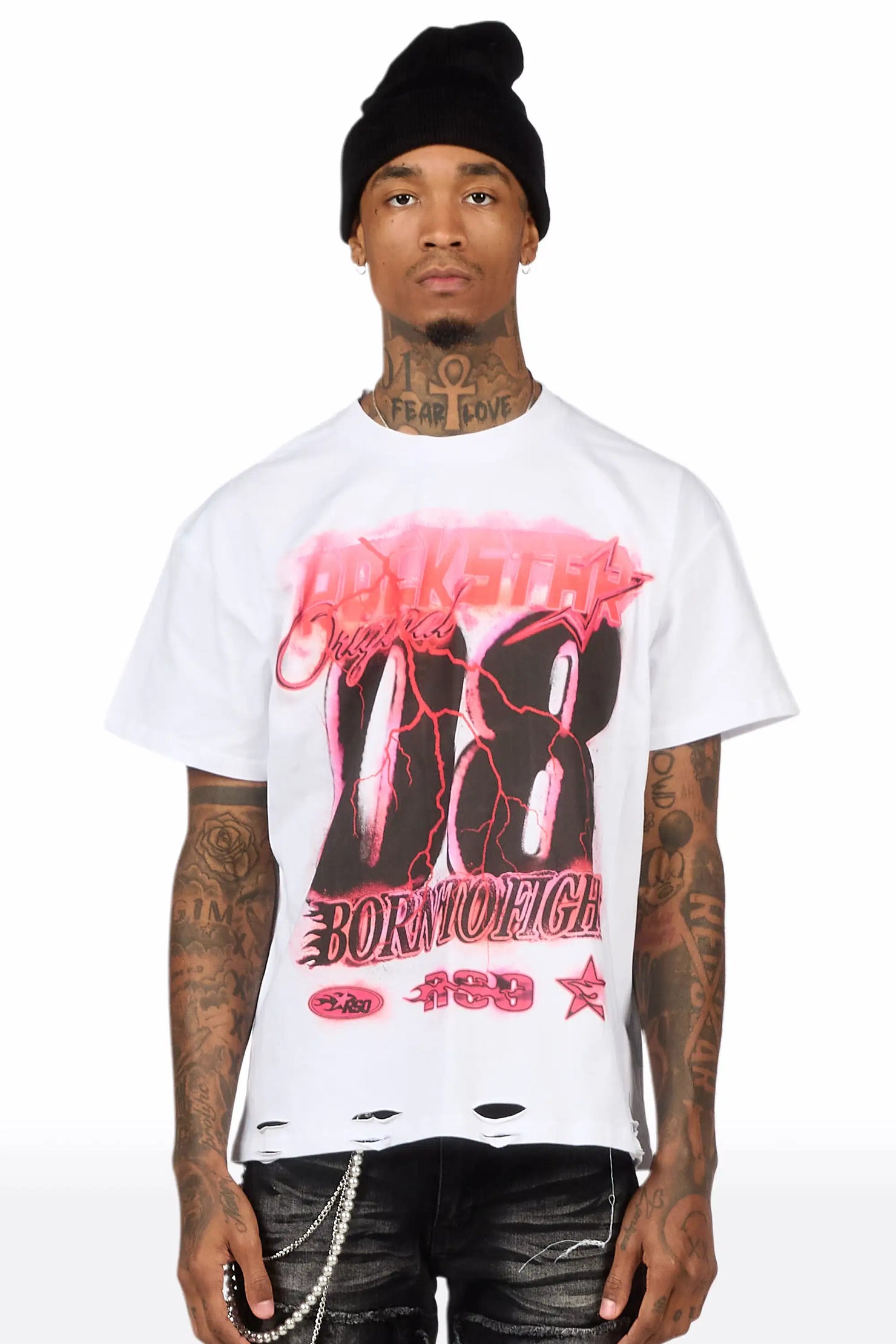 Vaelox White Oversized Graphic T-Shirt