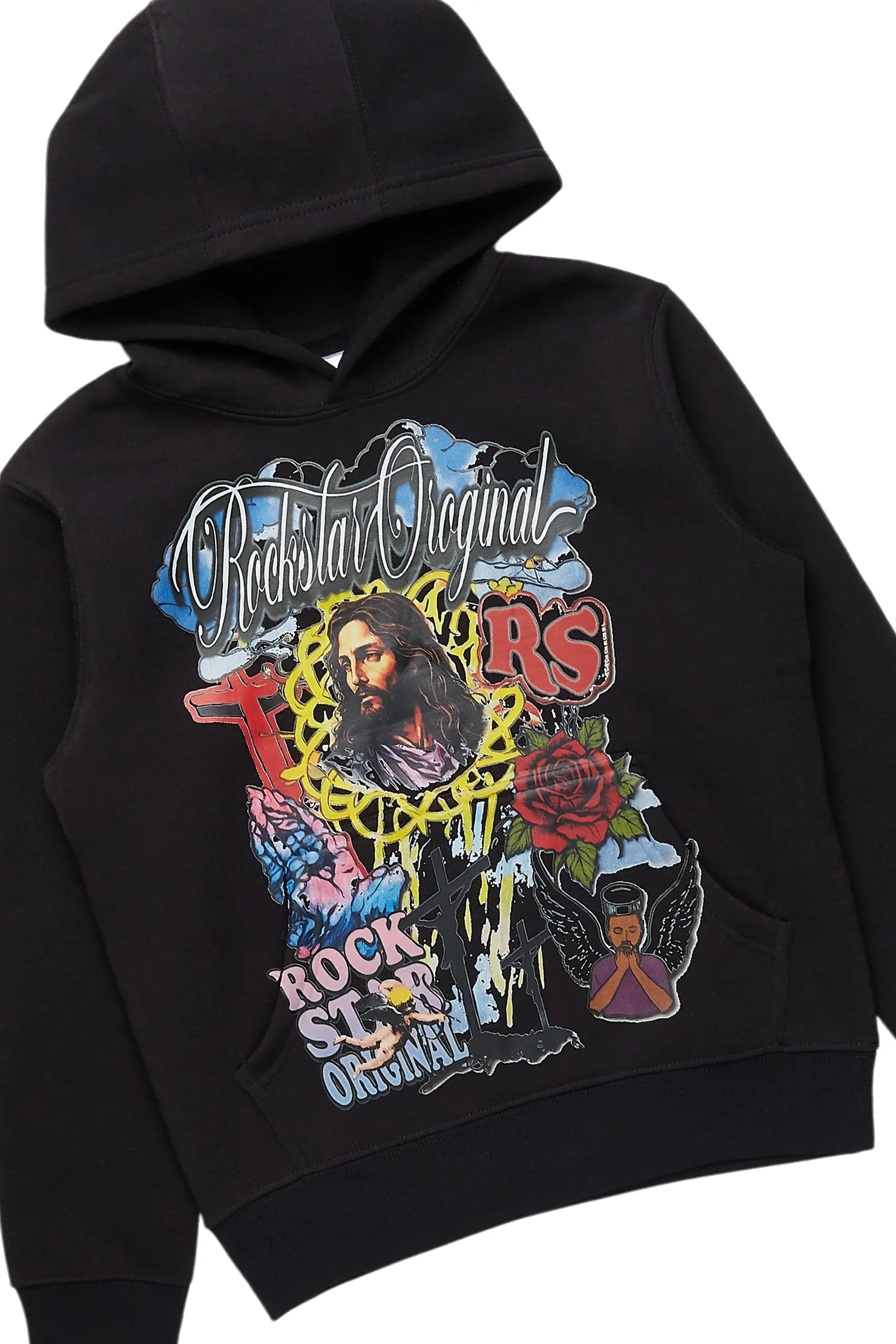 Boys Tadashi Black Hoodie/Stacked Flare Jean Set