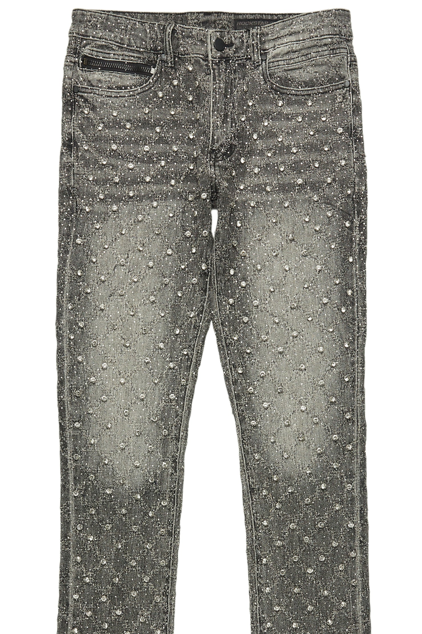 Glit Grey Rhinestone Stacked Flare Jean