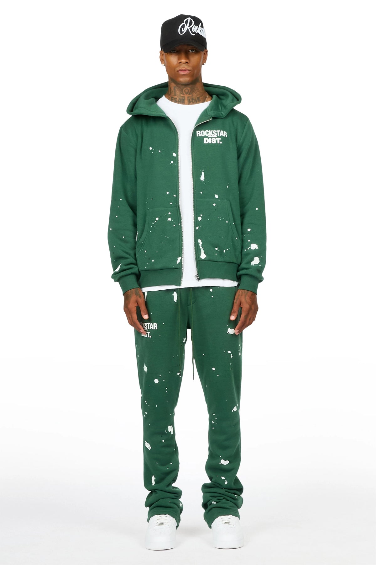 Zip Up Green Raffer Hoodie/Stacked Track Set
