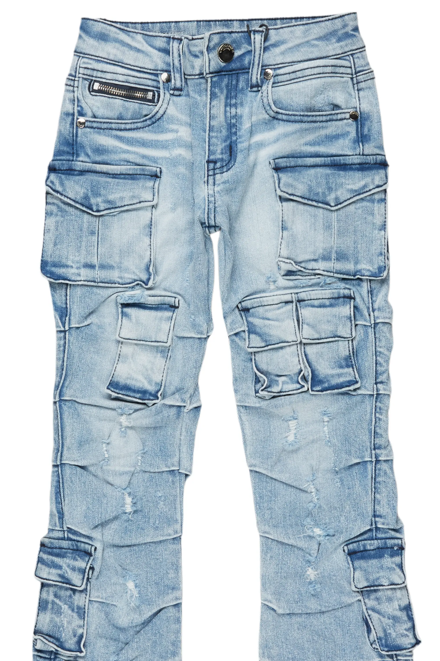 Boys Gentry Light Blue Stacked Flare Jean