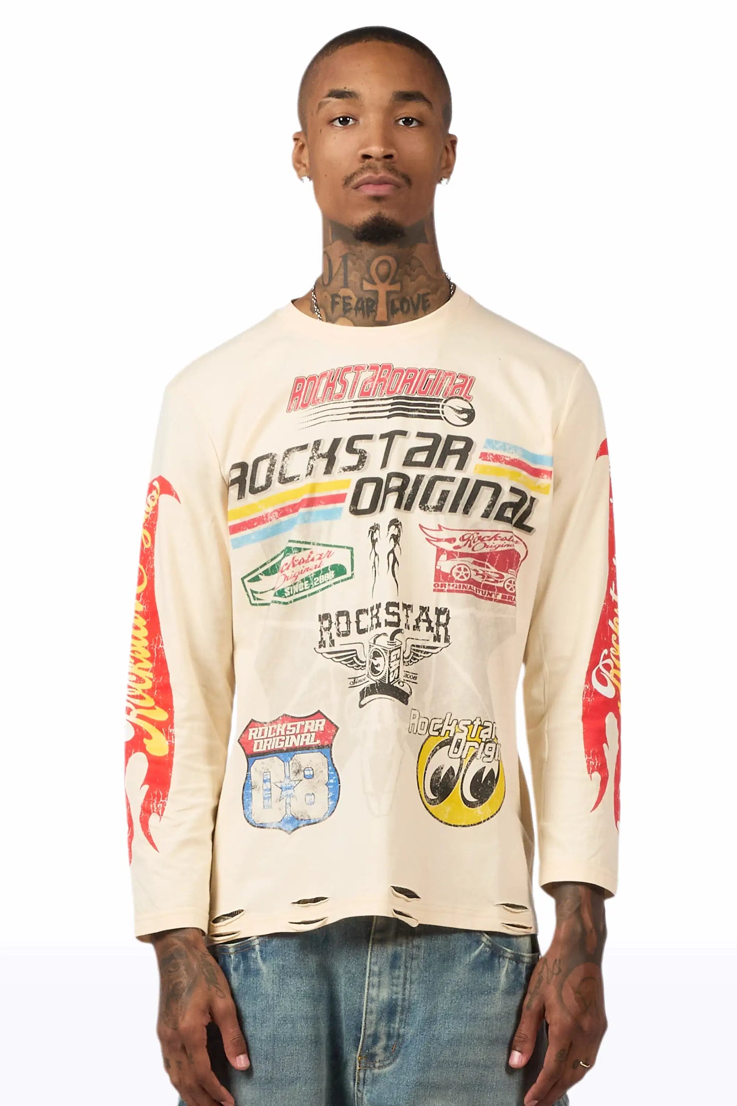 Speedy Beige Long Sleeve Graphic T-Shirt