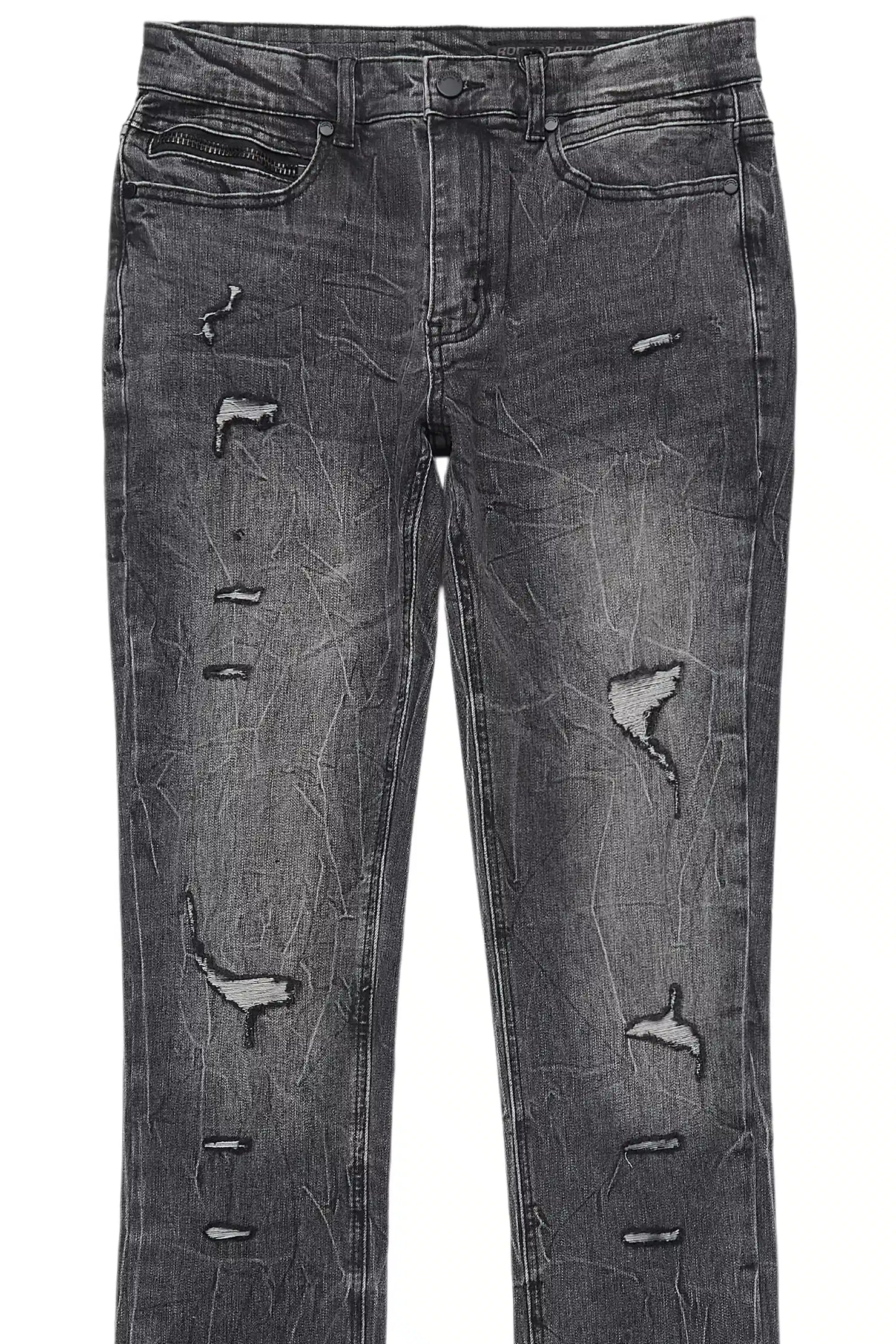 Avner Dark Grey Stacked Flare Jean