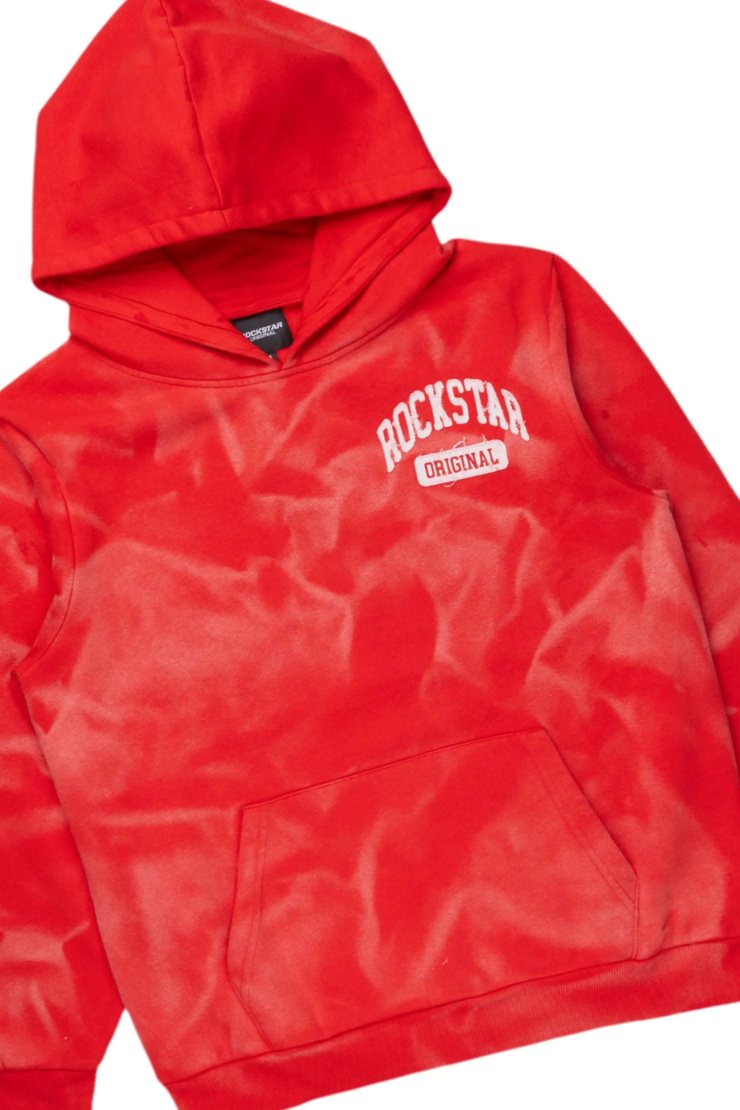 Member Red Hoodie Patchwork Stacked Flare Track Set