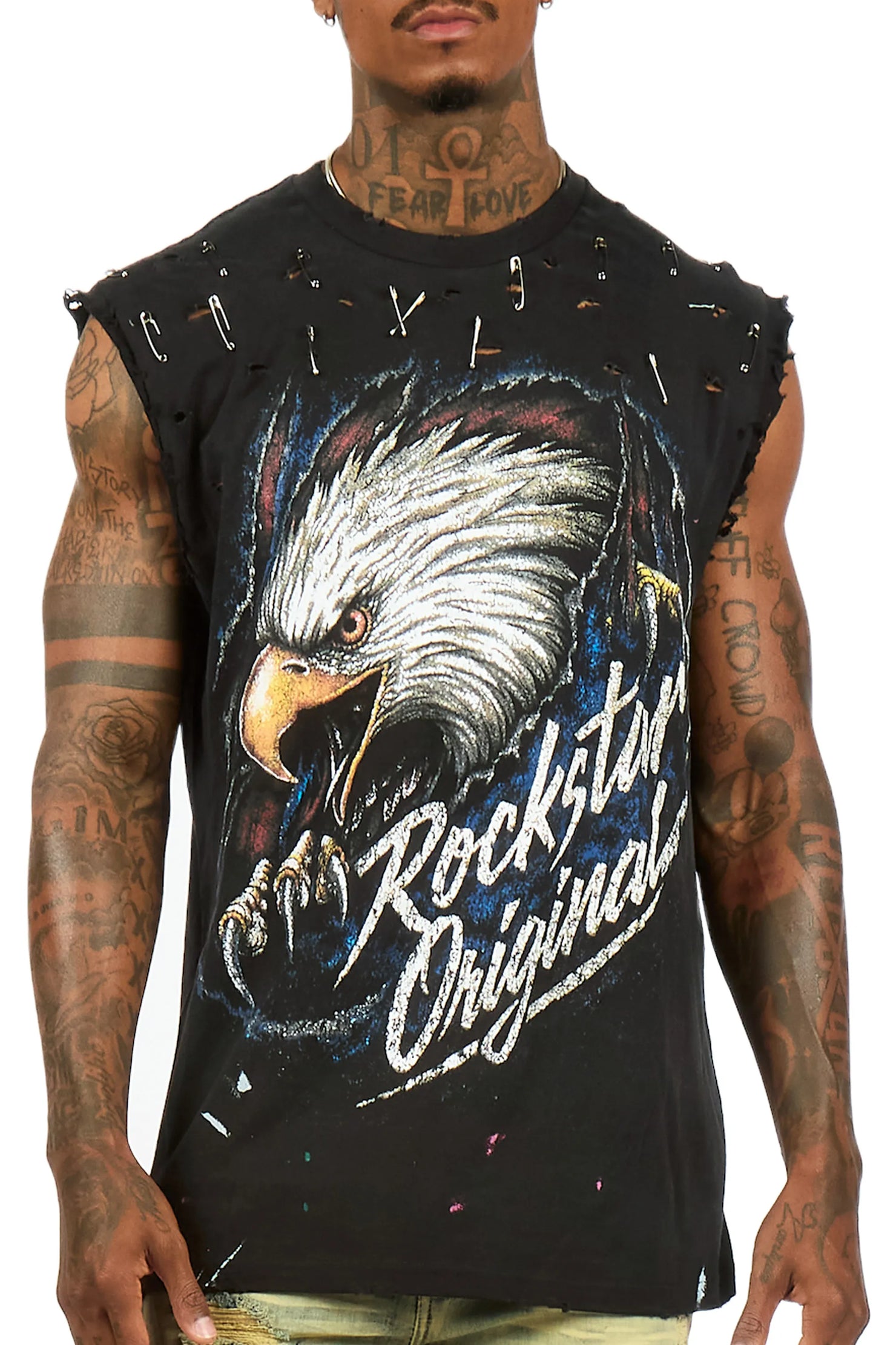 Kartal Black Oversized Cut Sleeve T-Shirt