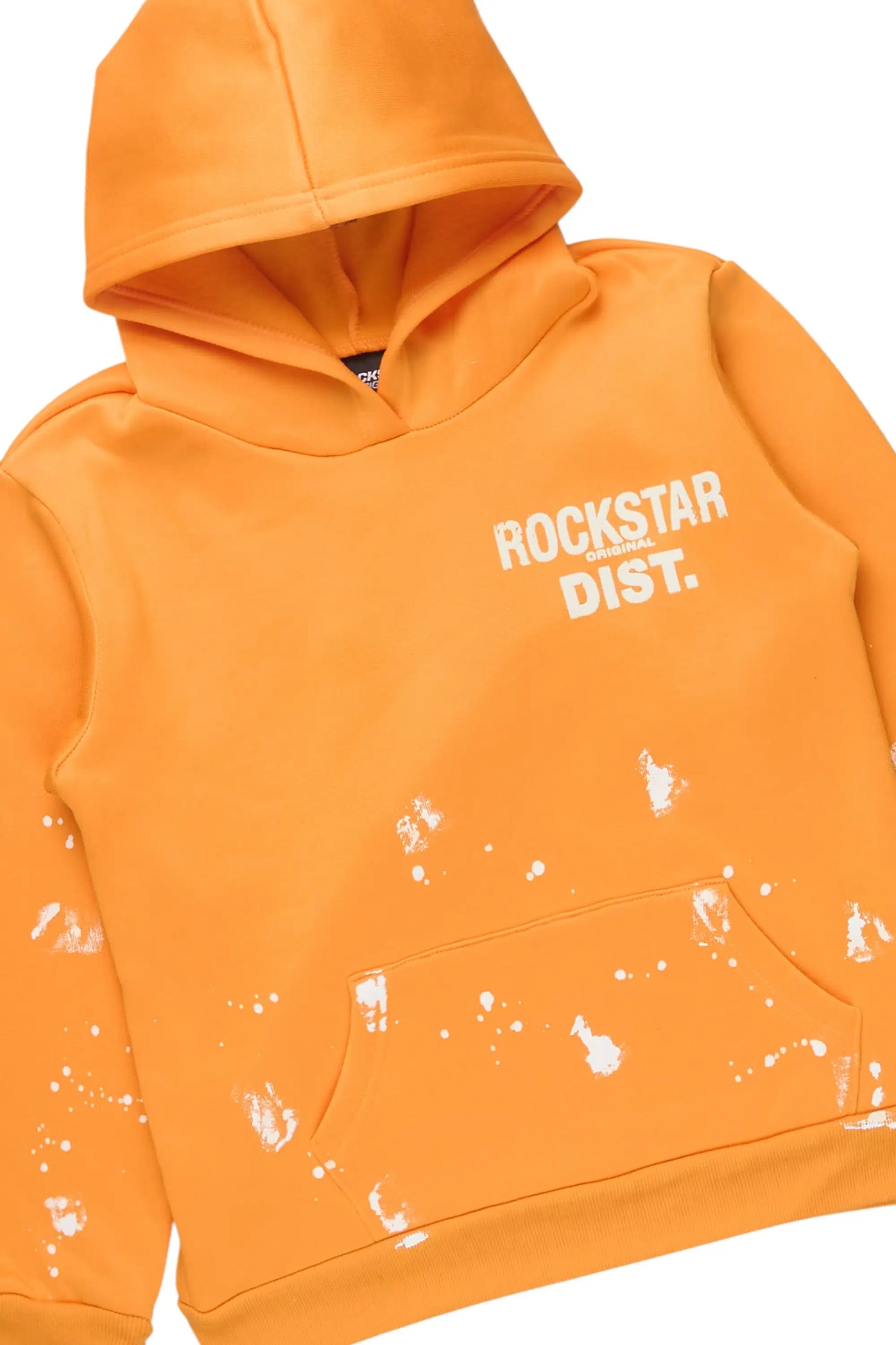 Girls Hadley Orange/White Hoodie Stacked Flare Track Set