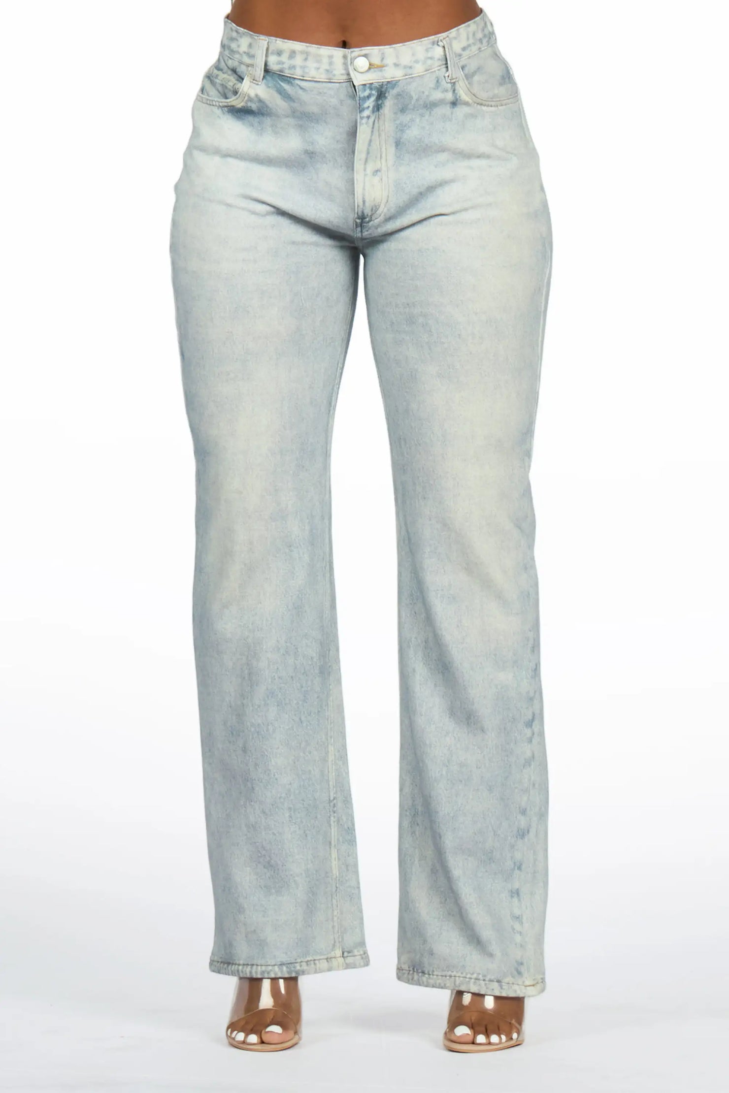 Keiontae Light Wash Denim Print Stretch Terry Sweatpant Jean