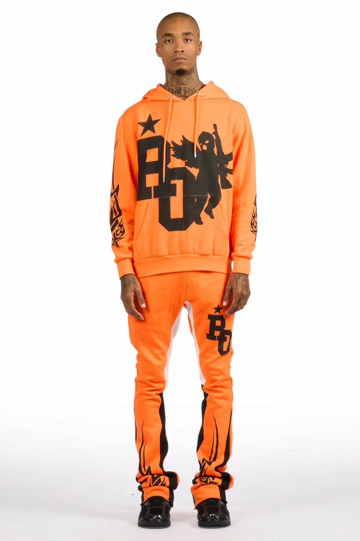 Pluton Orange/Black Hoodie/Stacked Flare Track Set