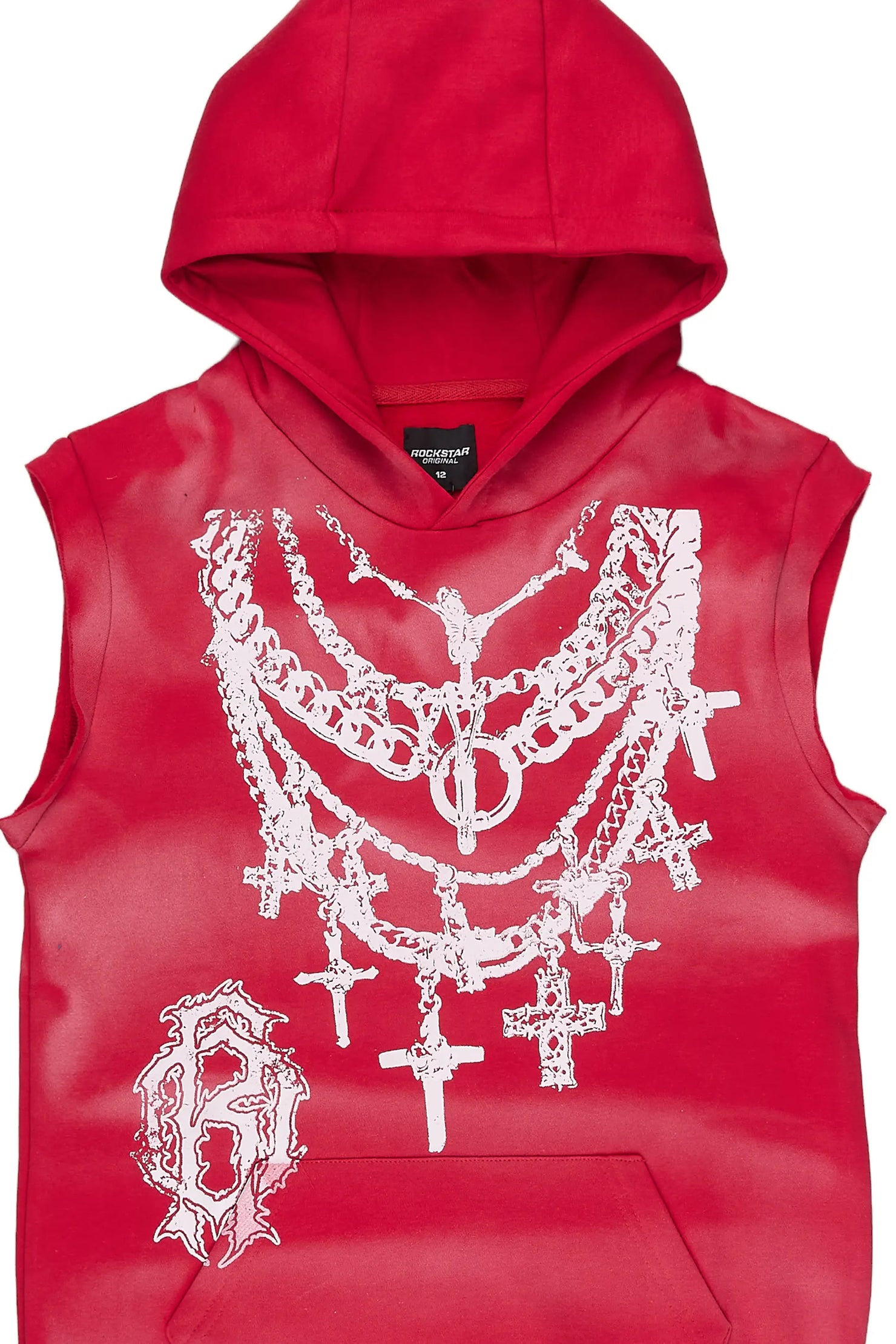 Boys Nyro Red Cut Sleeve Hoodie