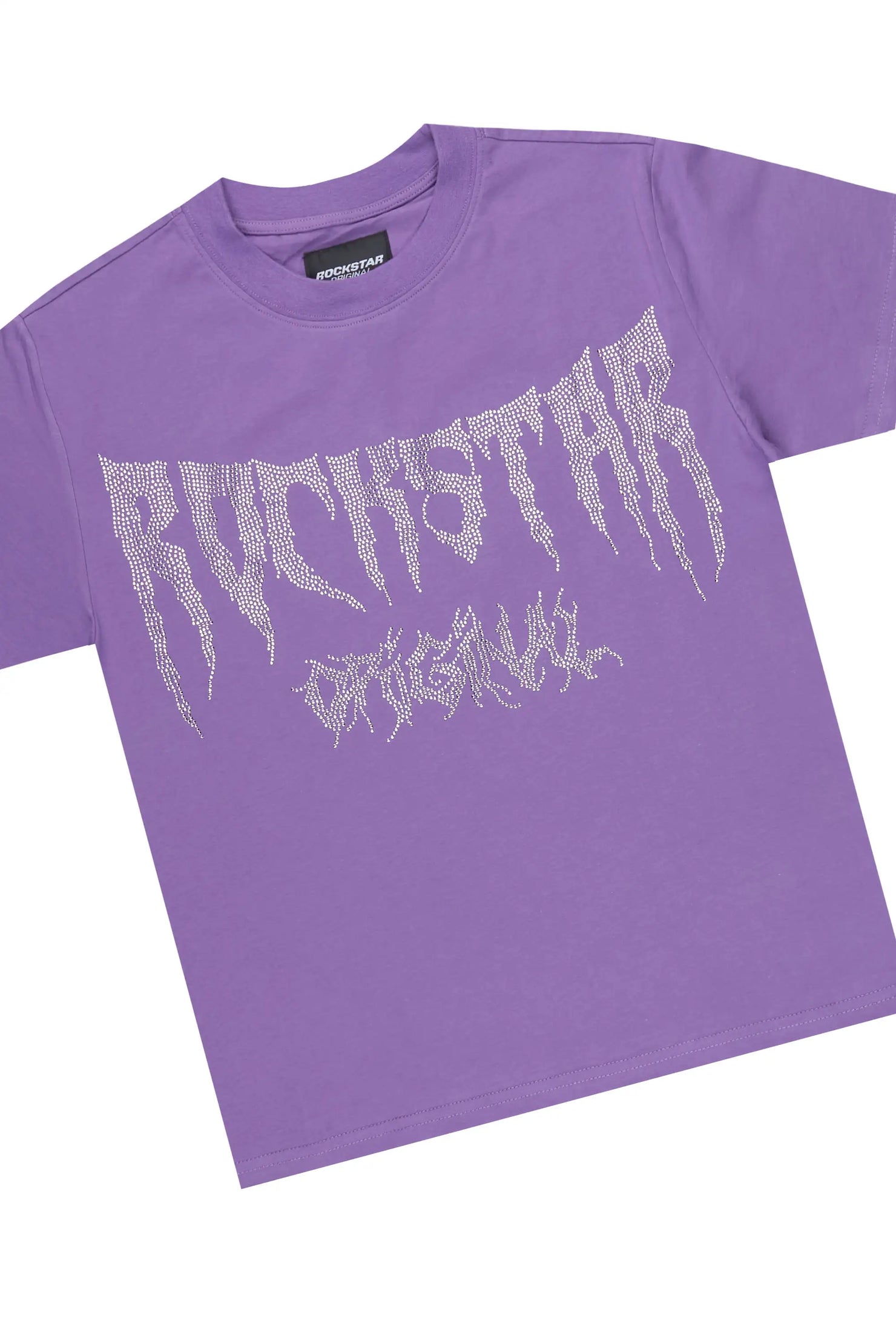 Girls Porsha Purple Rhinestone Short Set