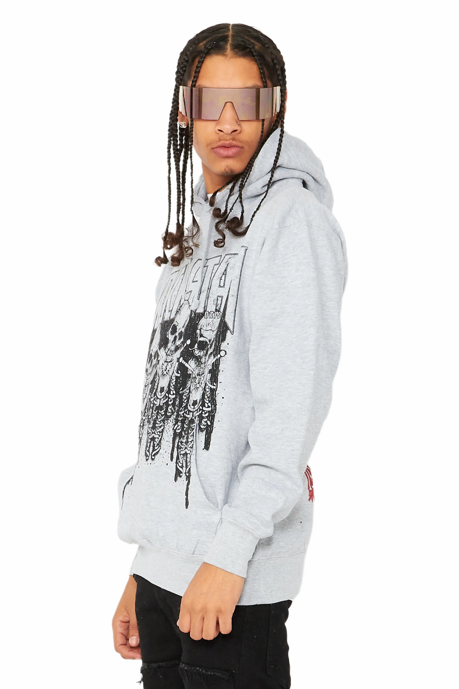 Sabbath Grey Graphic Printed Hoodie
