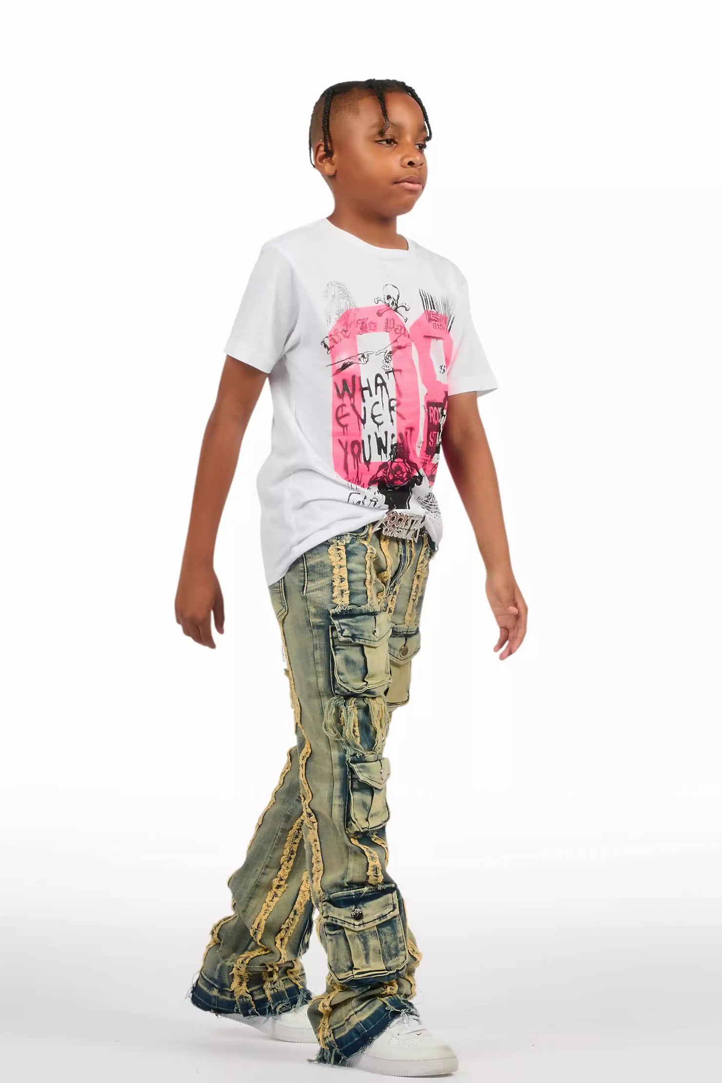 Boys Frey Blue Stacked Flare Jean