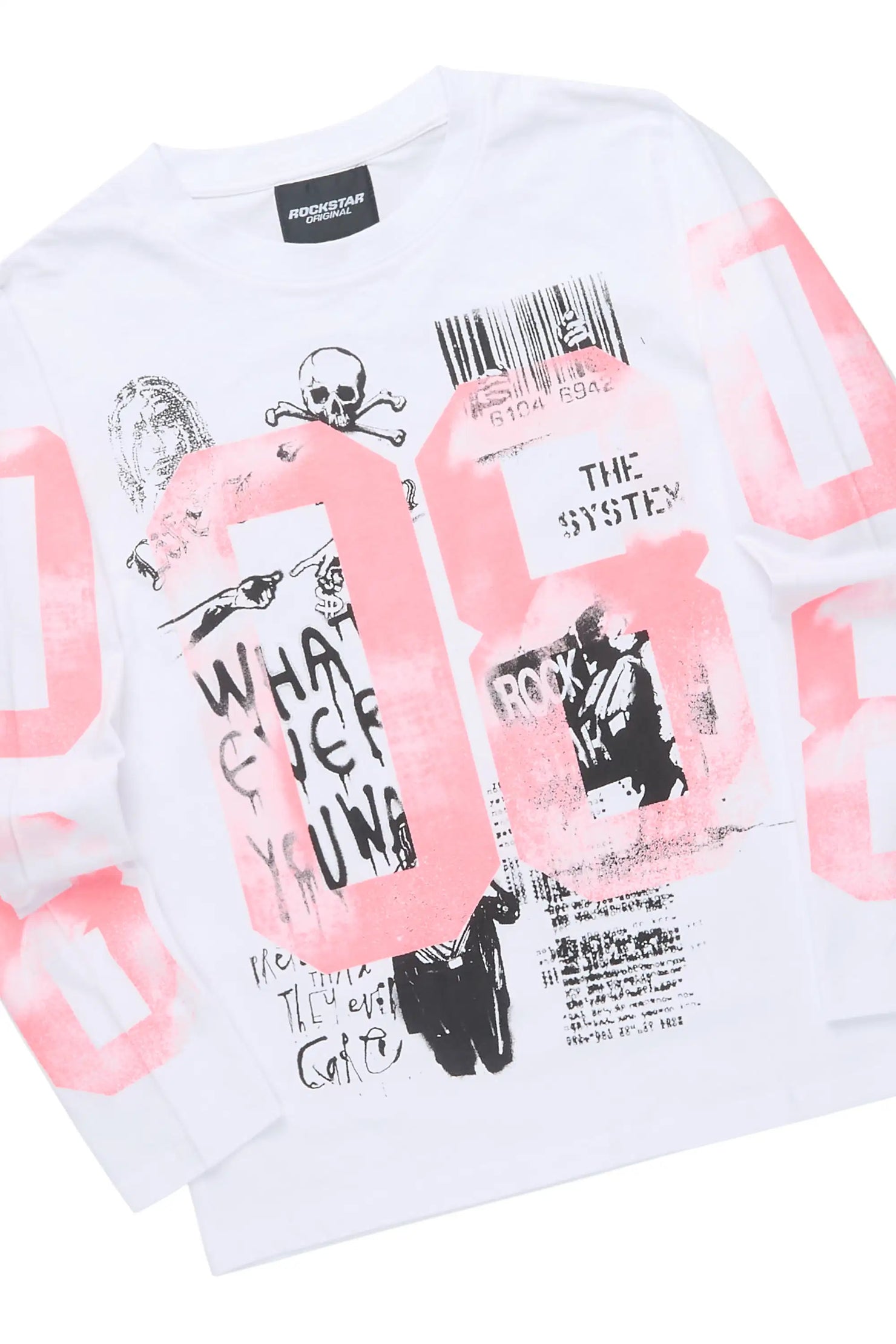 Girls Kammy White/Grey L/S Graphic T-Shirt Track Set