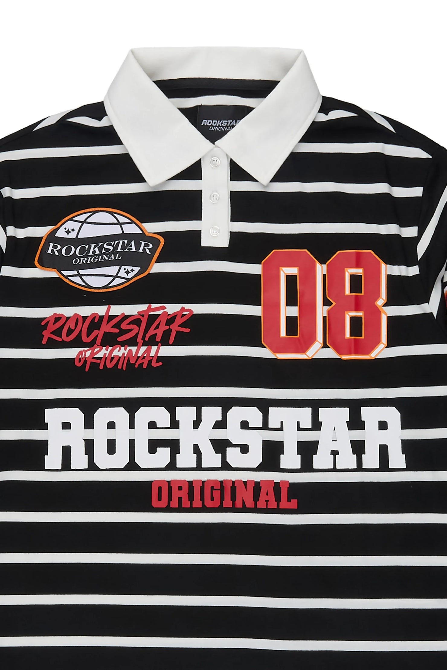 Boys Genis Black/White Long Sleeve Polo