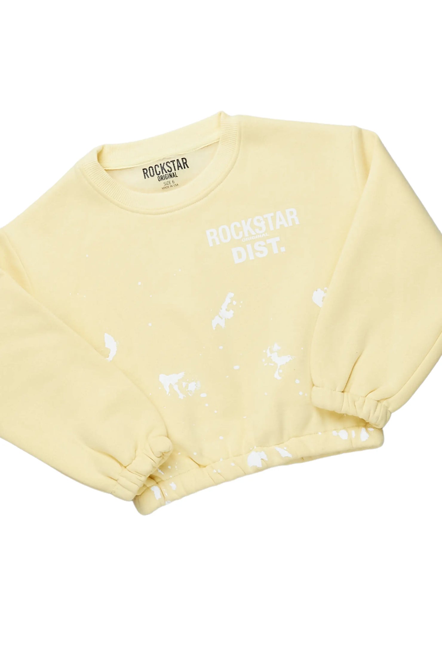 Girls Hadley Yellow Crop Top Pant Set