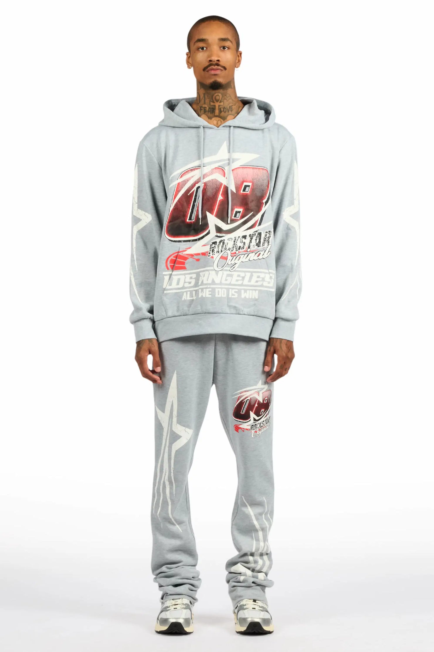 Kastell Heather Grey Hoodie/Stacked Pant Track Set
