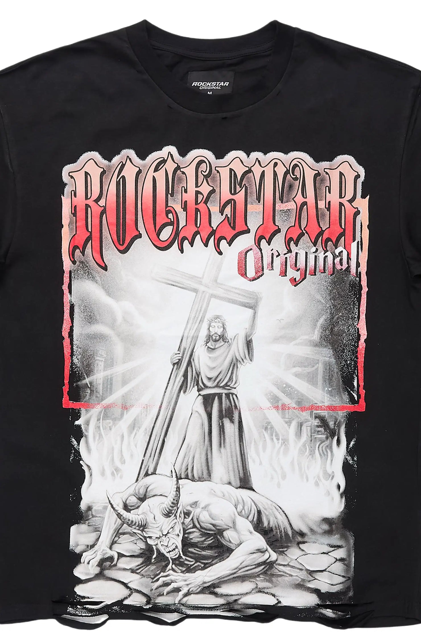 Renzo Black Oversized Graphic T-Shirt