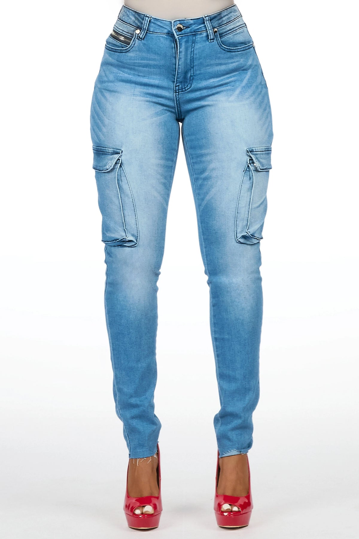 Kimwona Light Wash Cargo Skinny Jean